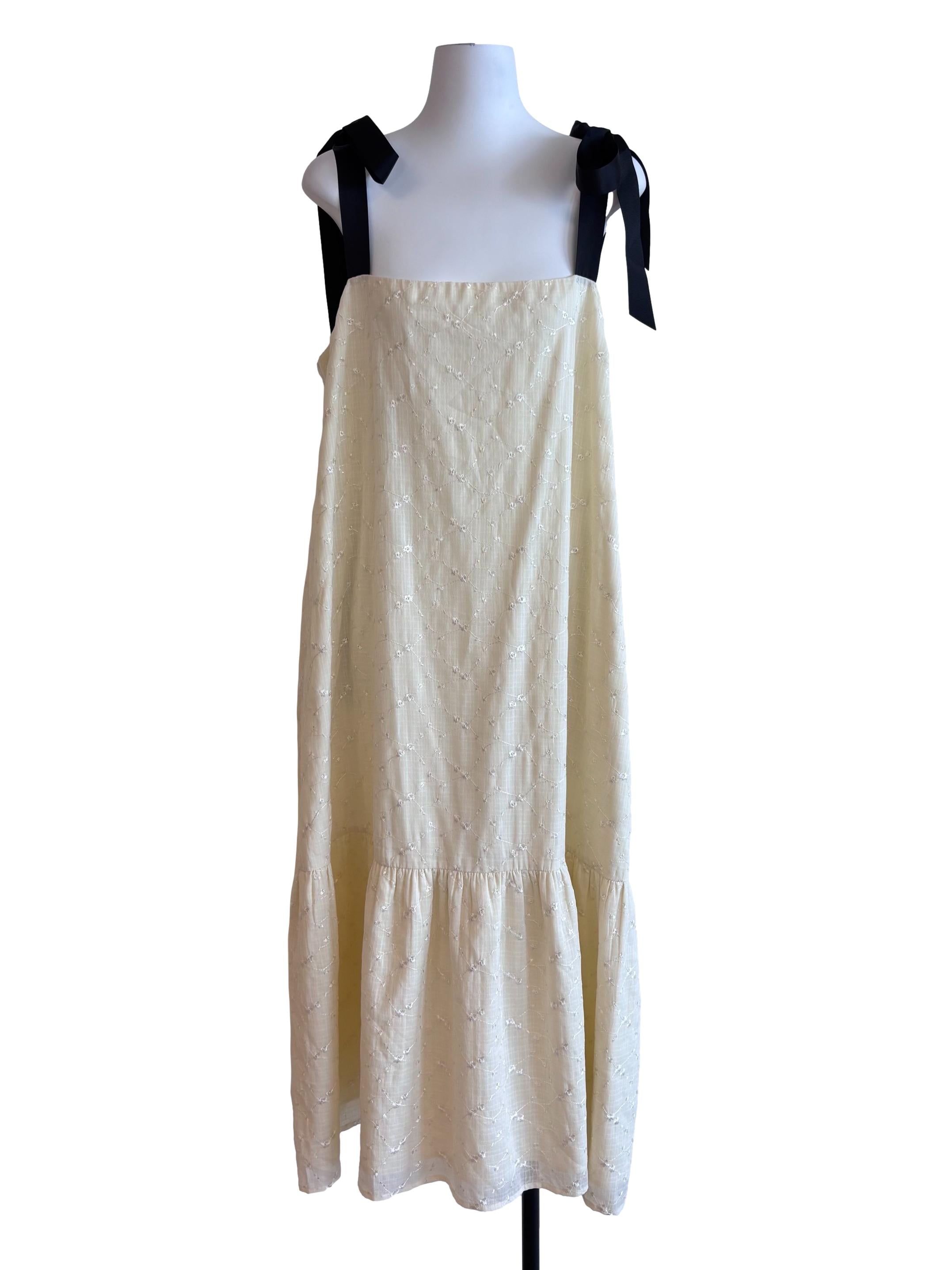 Cream And Black Strap Dropwaist Dress