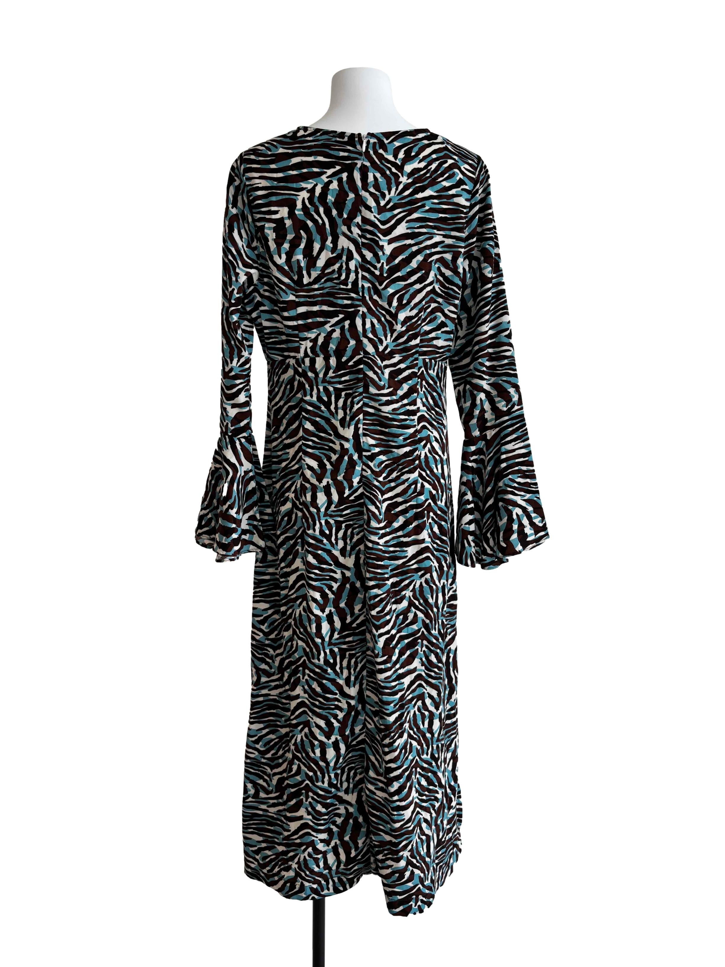 Teal And Brown Tiger Print Dress