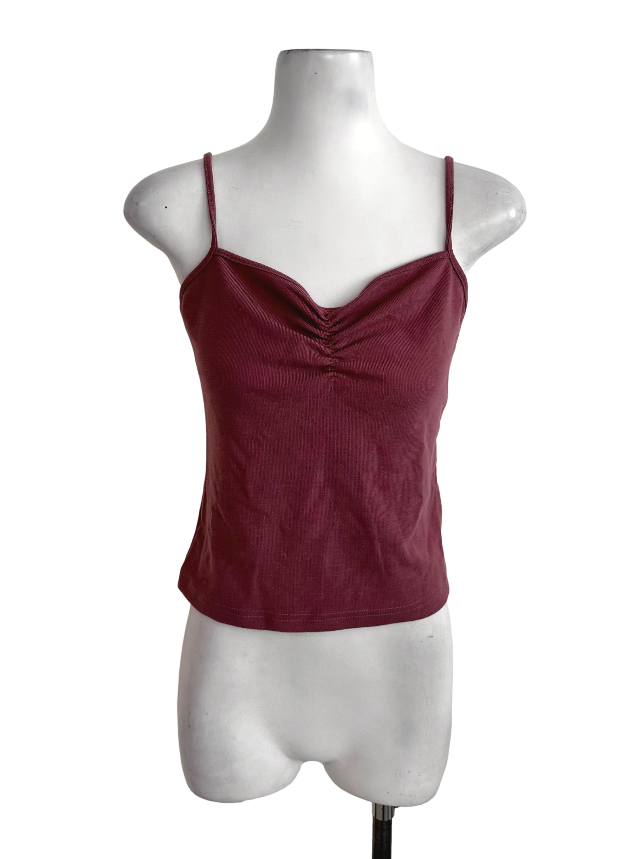 Coral Red Ruched Spaghetti Strap Top