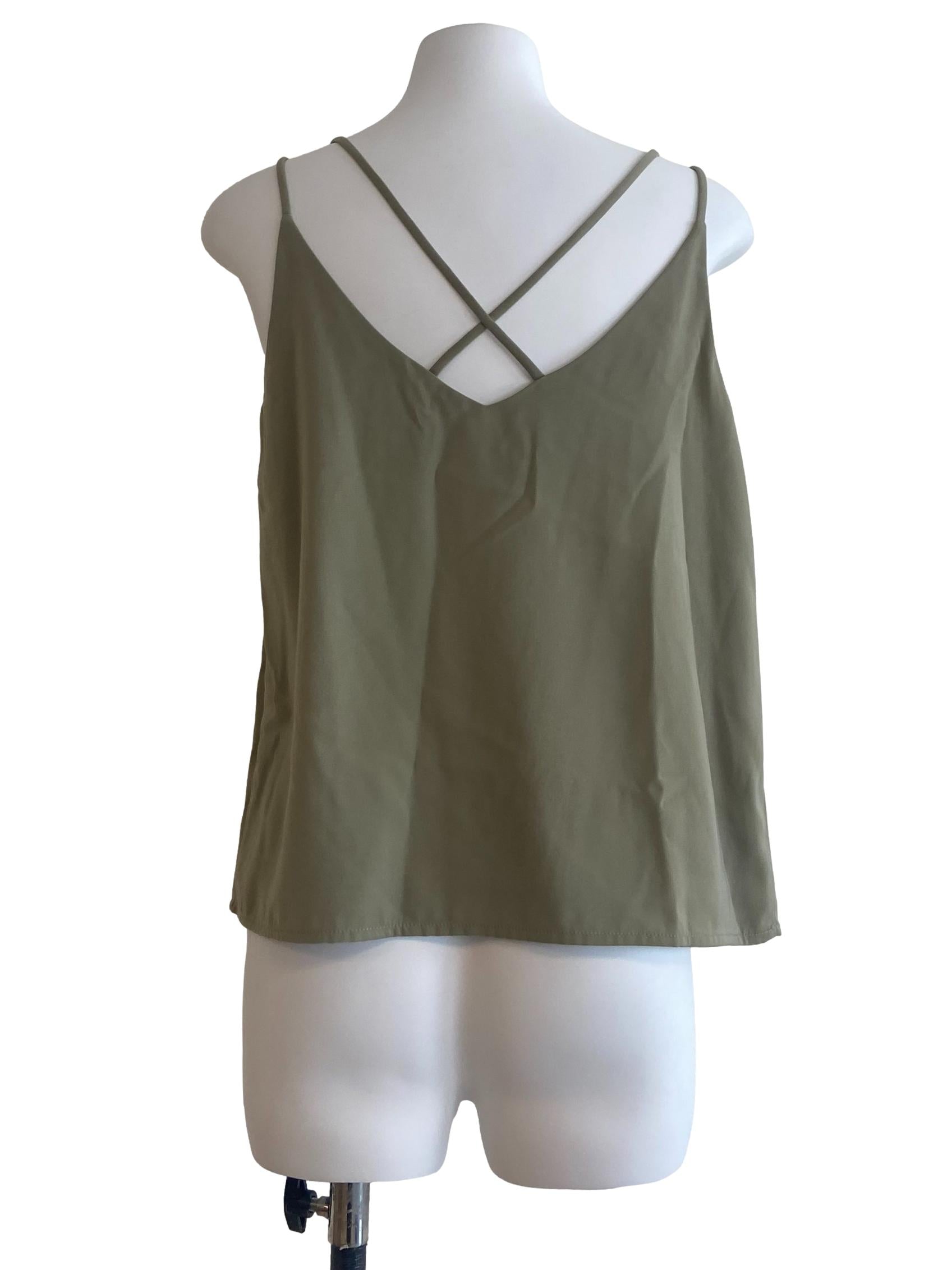 Olive Green Spaghetti Straps Twill Top