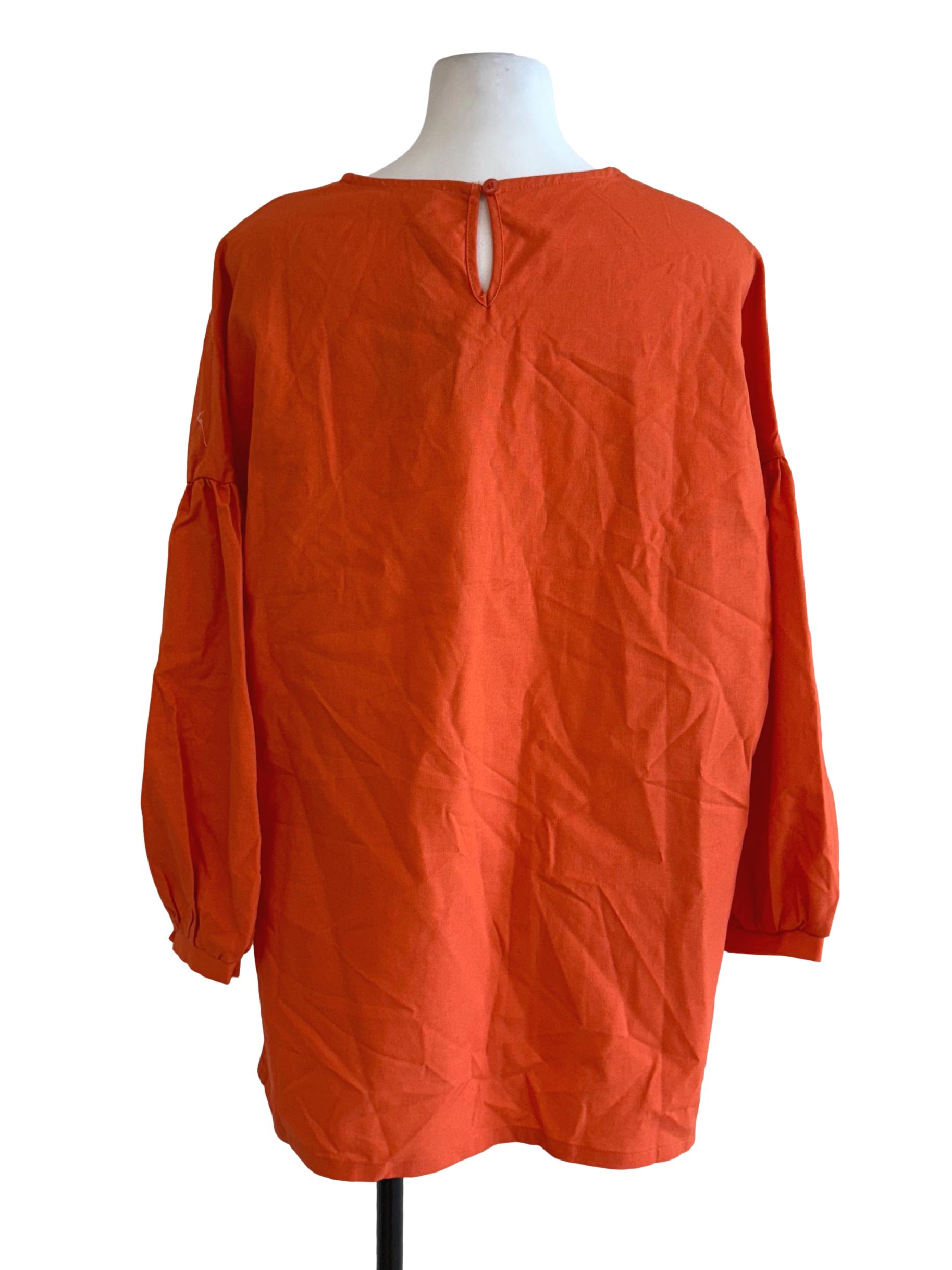 Fire Orange Puffed Sleeves Top