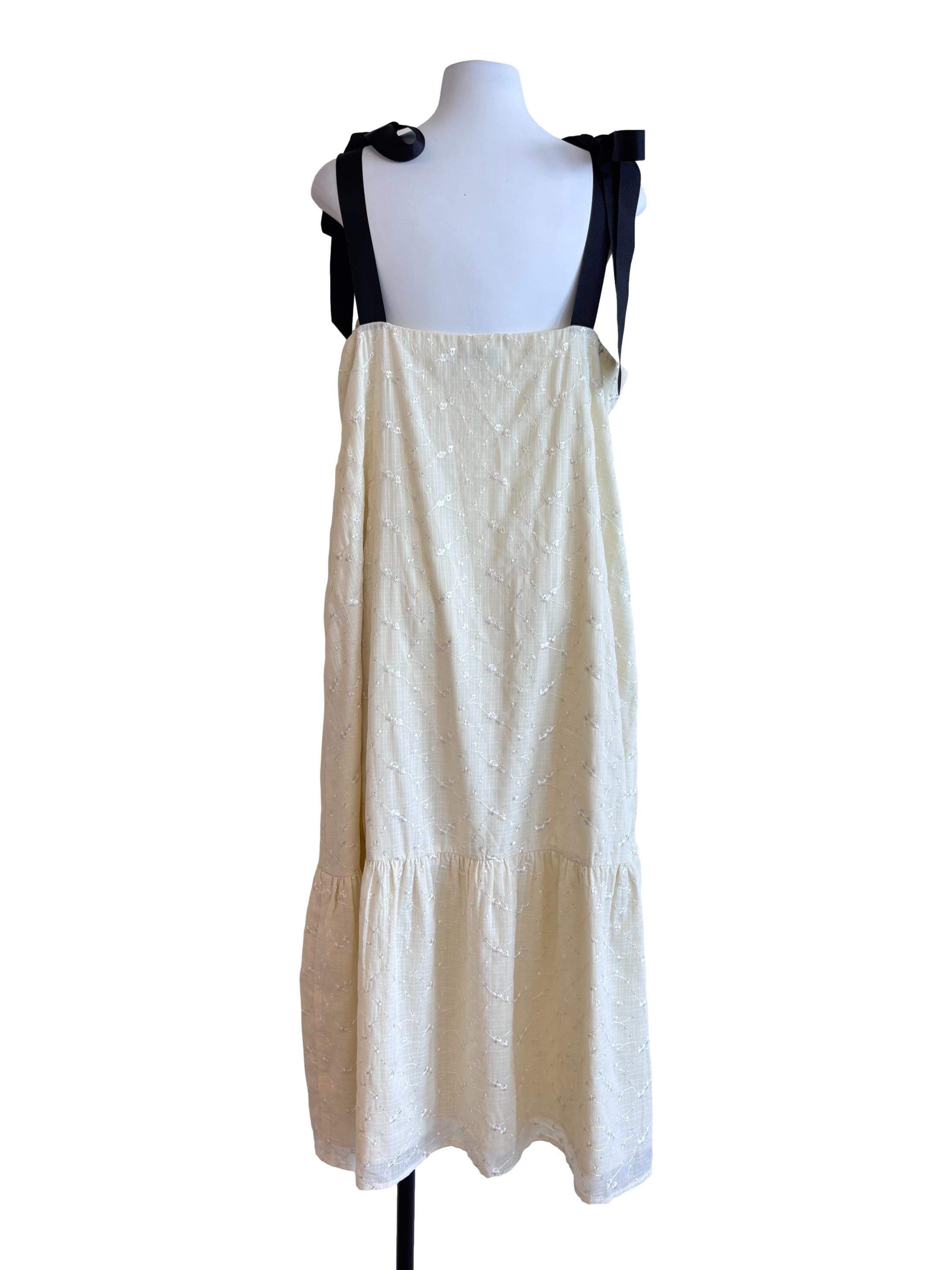 Cream And Black Strap Dropwaist Dress