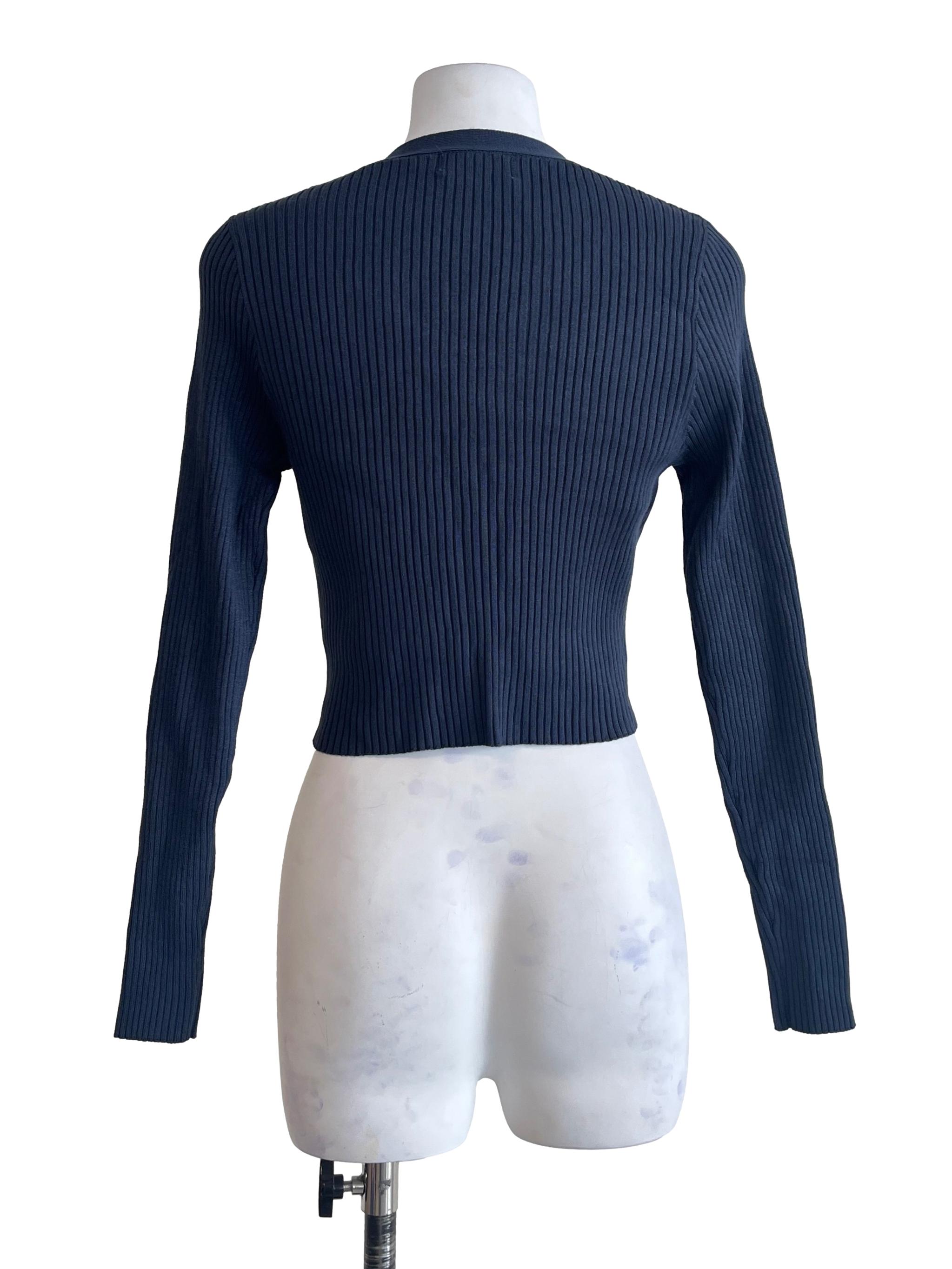 Denim Blue V-Neck Long Sleeve Cardigan