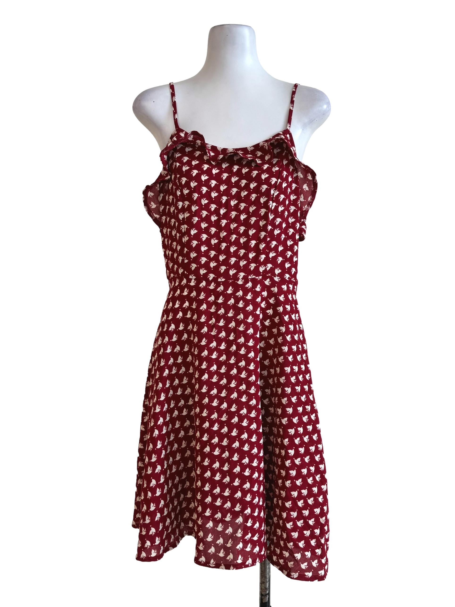Ketchup Red With Prints Sleeveless Dress
