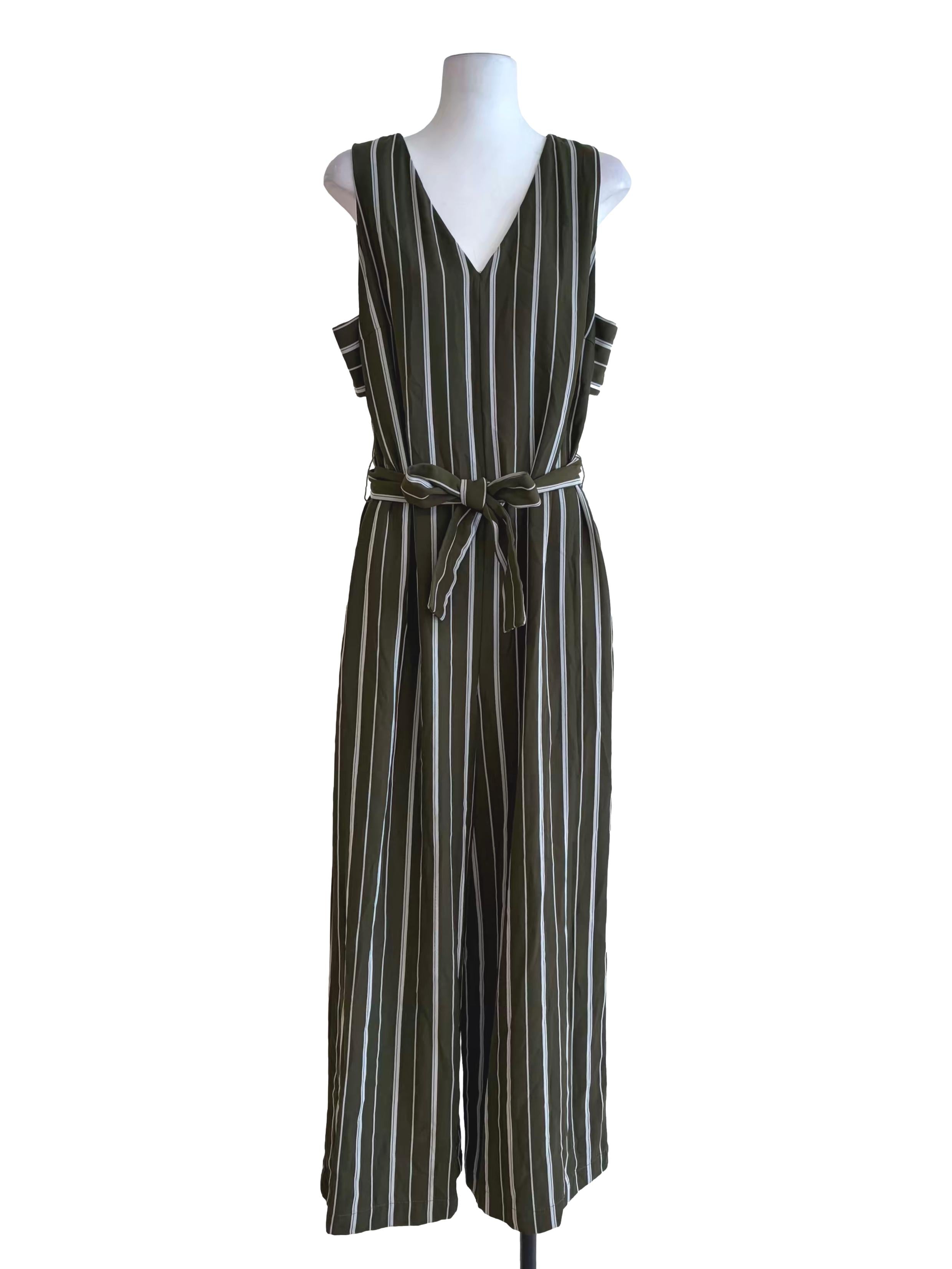 Seaweed Green White Stripes Jumpsuit