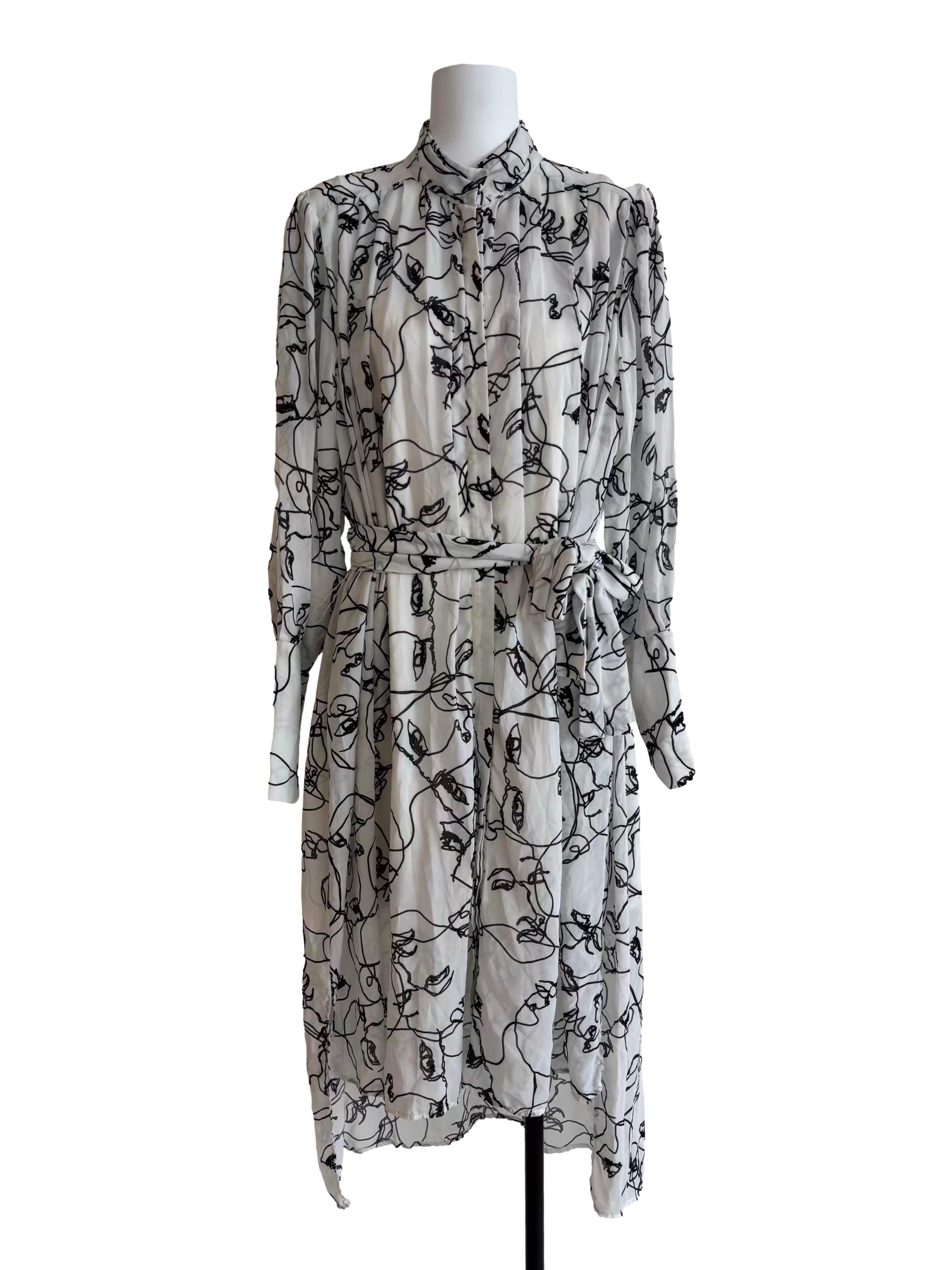 Powder White Patterned Dress