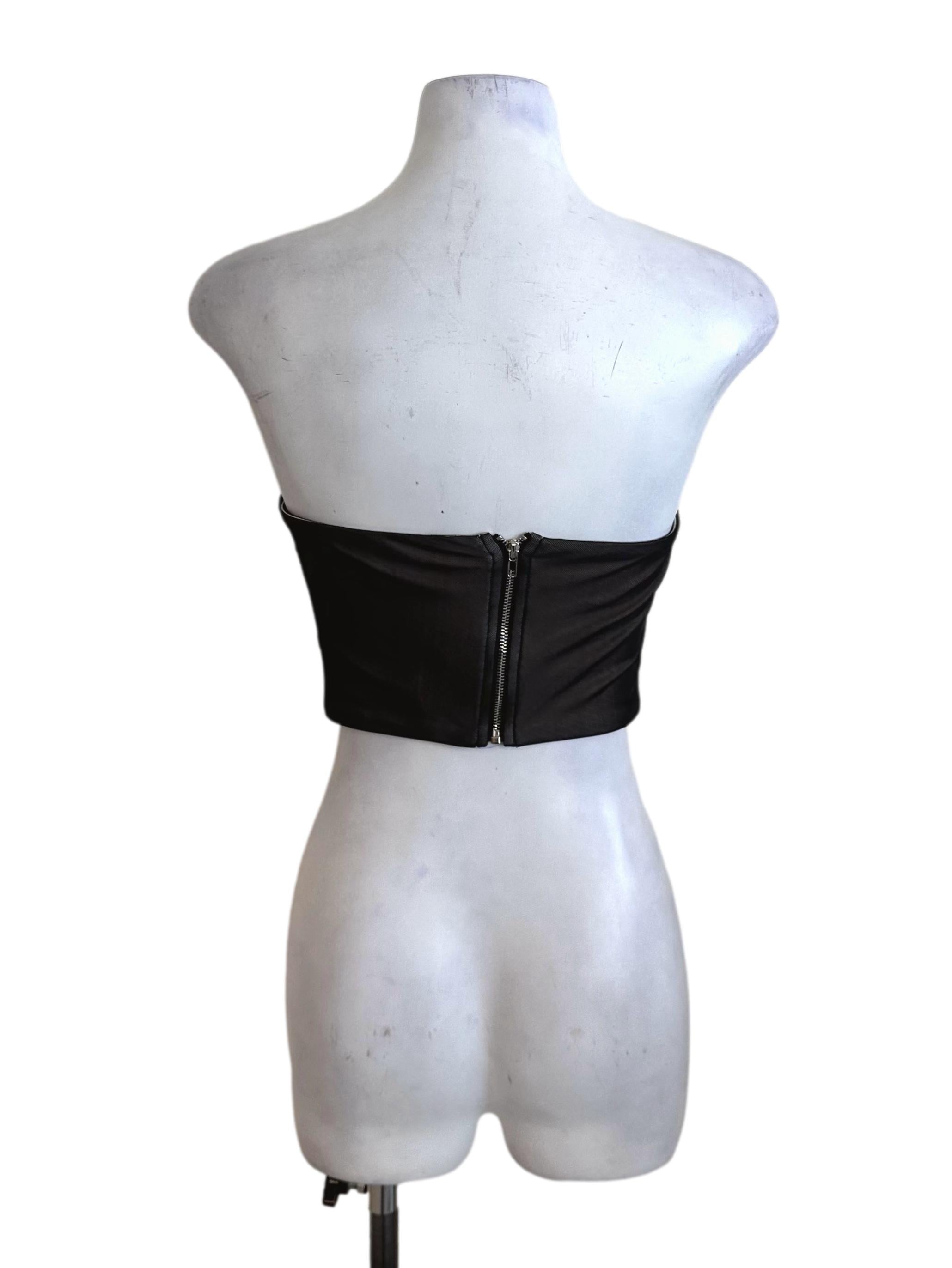 Black Beige Mesh Net Panel Tube Top