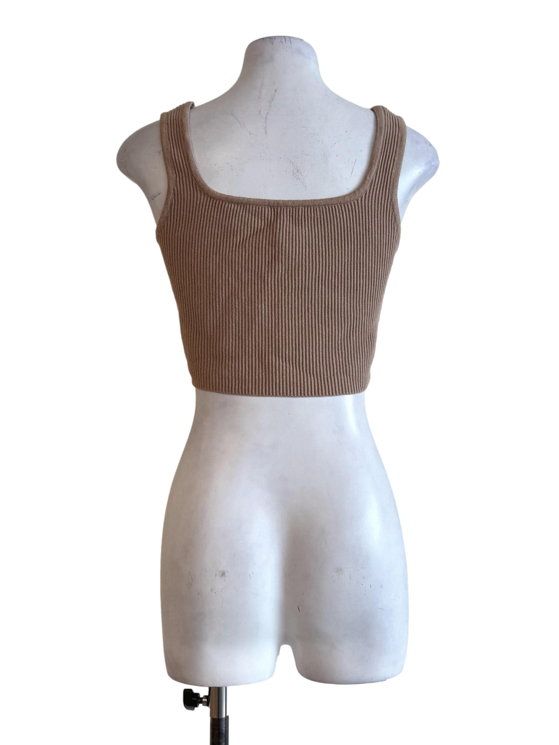 Caramel Brown Knitted Crop Top