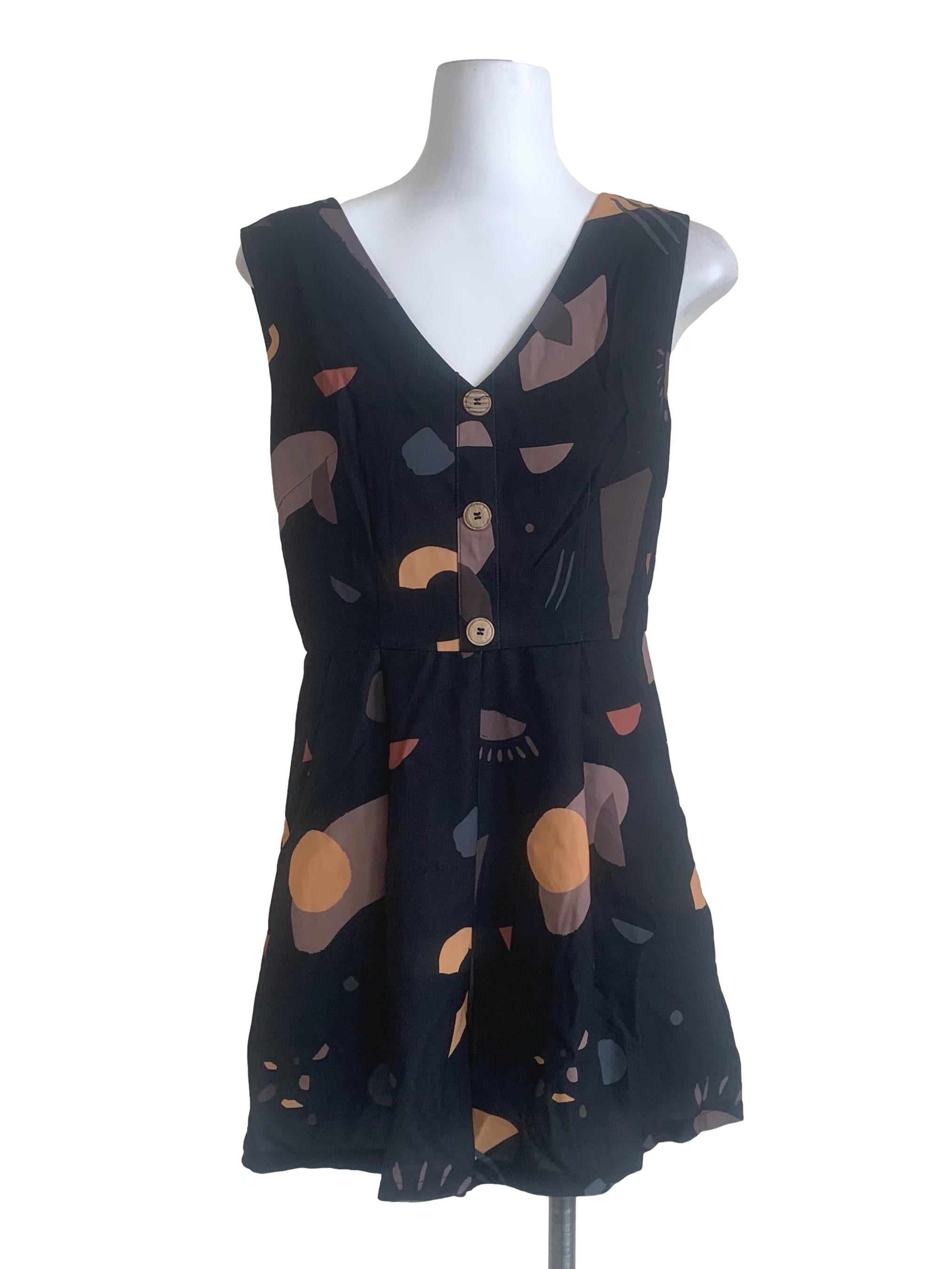 Oil Black Pattern Romper