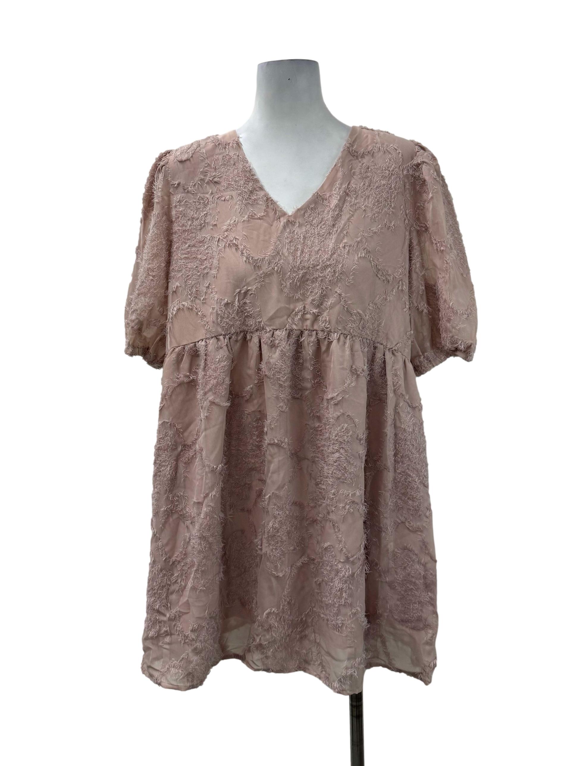 Dusty Pink Furry Babydoll Dress