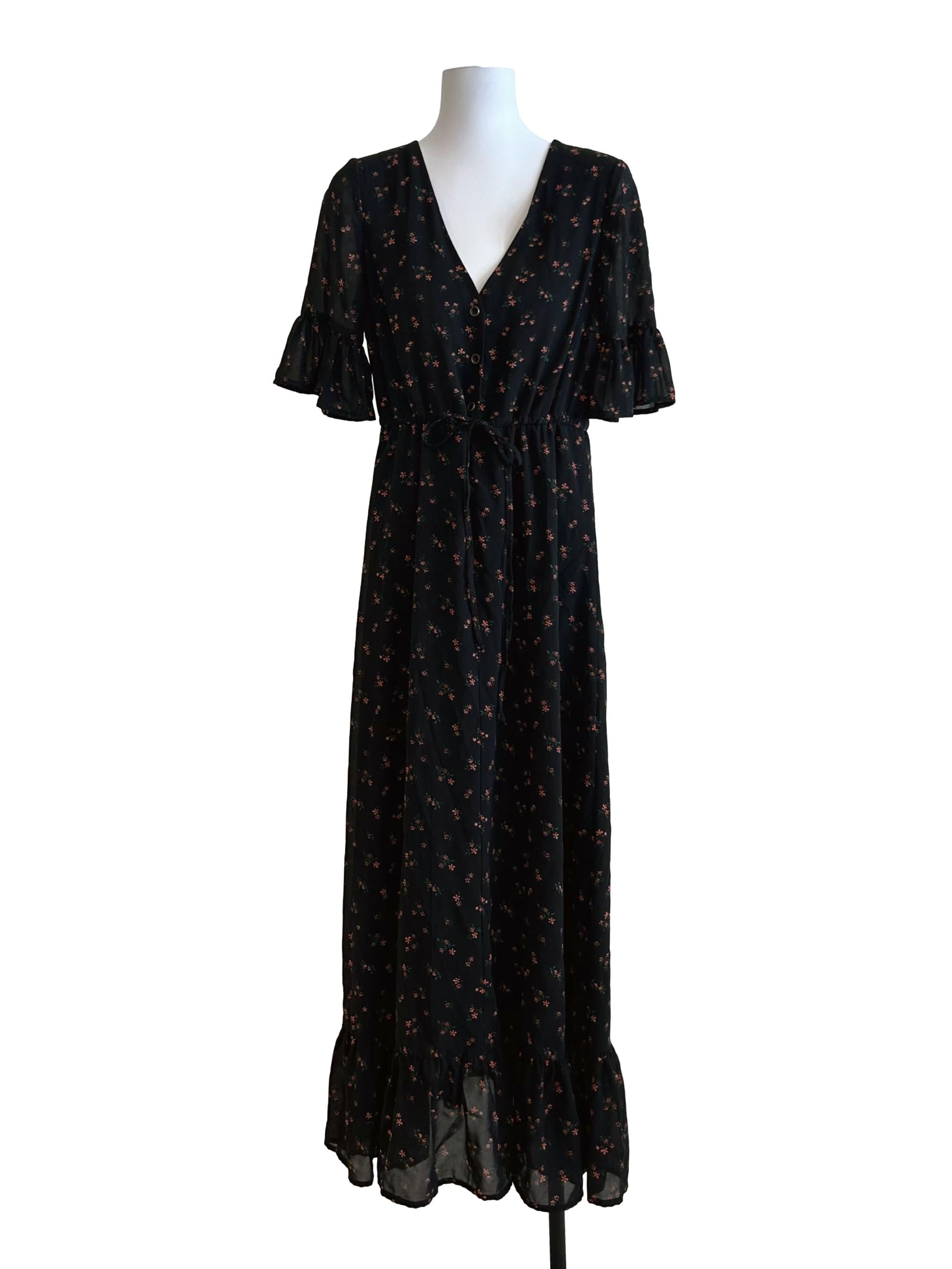 Off-Black Floral Dress