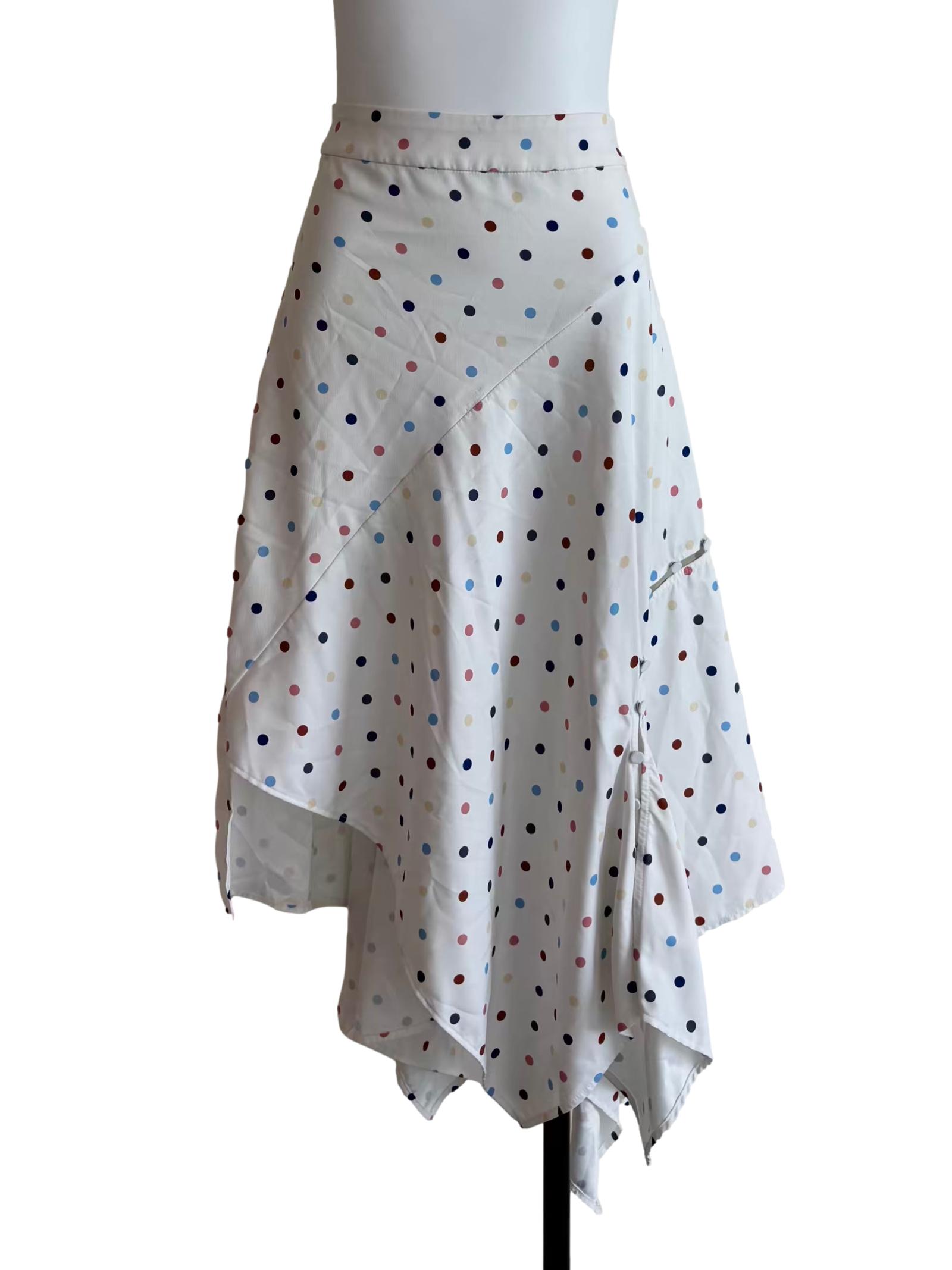Daisy White Polka Dot Asymmetric Skirt