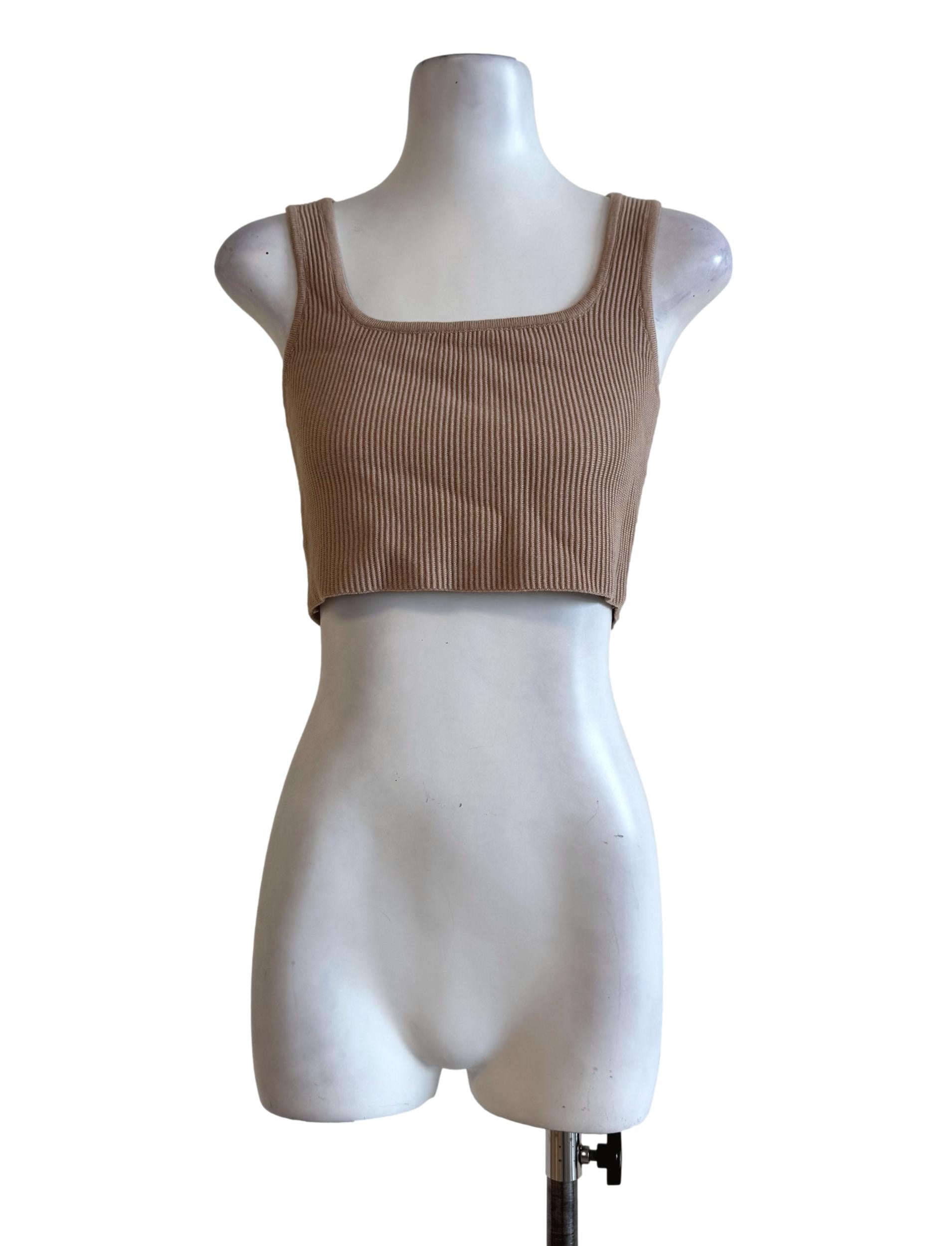 Caramel Brown Knitted Crop Top