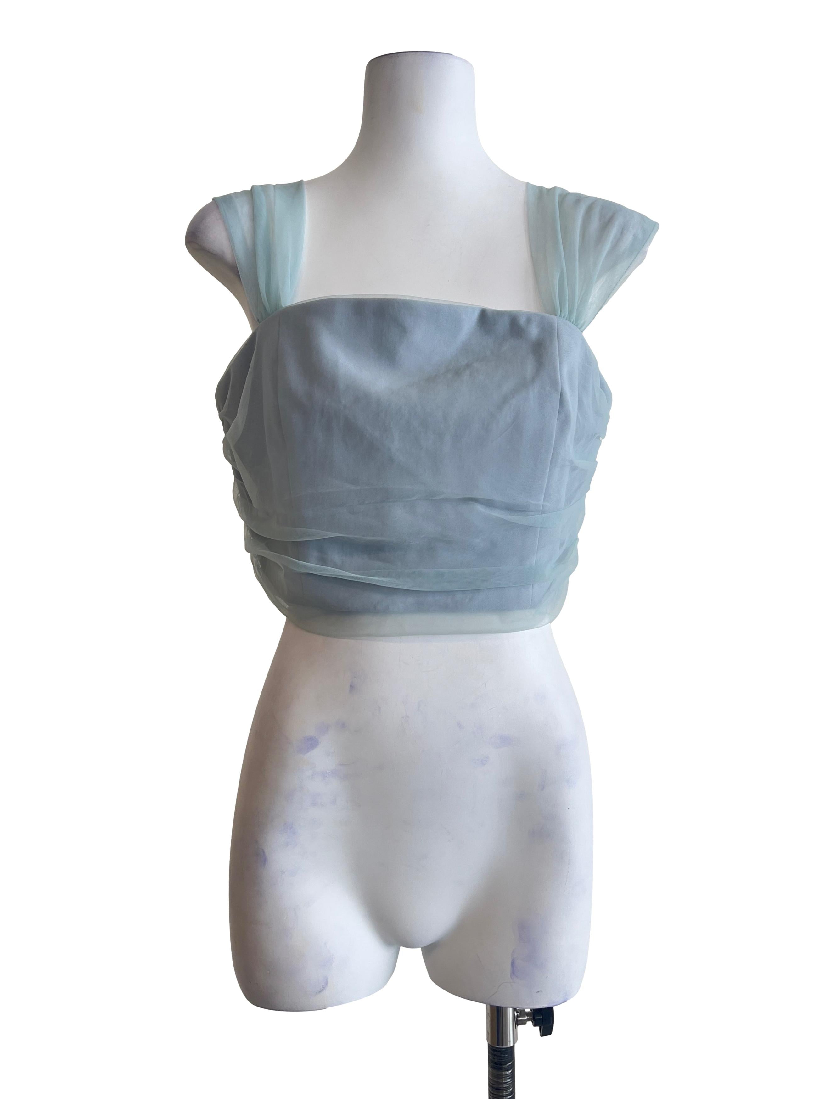 Sky Blue Queen Anne Sleeve Top