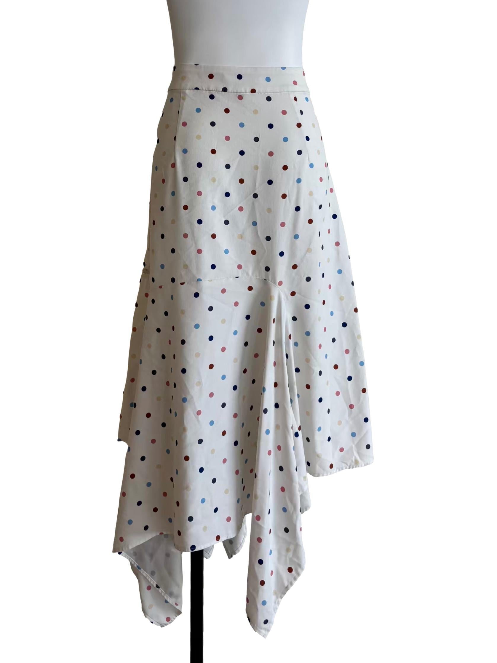 Daisy White Polka Dot Asymmetric Skirt