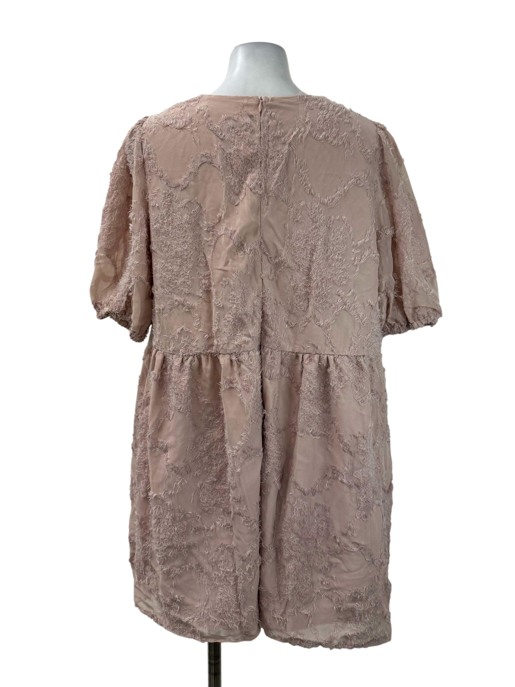 Dusty Pink Furry Babydoll Dress