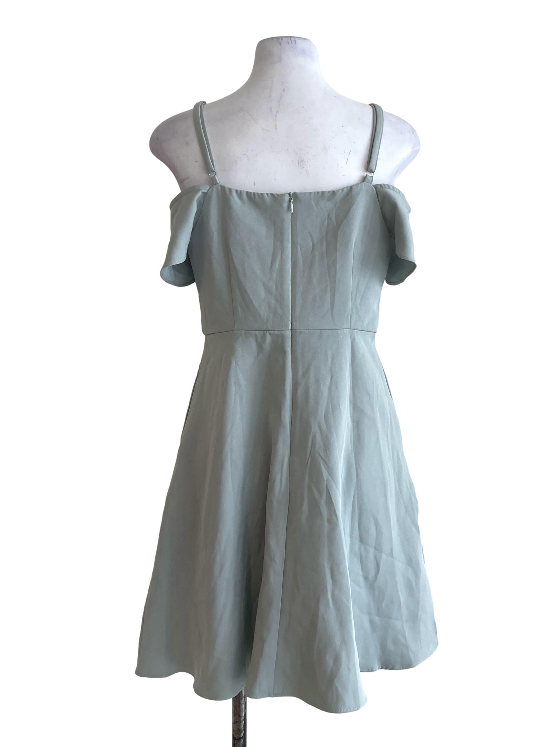 Pastel Mint Green Off Shoulder Dress