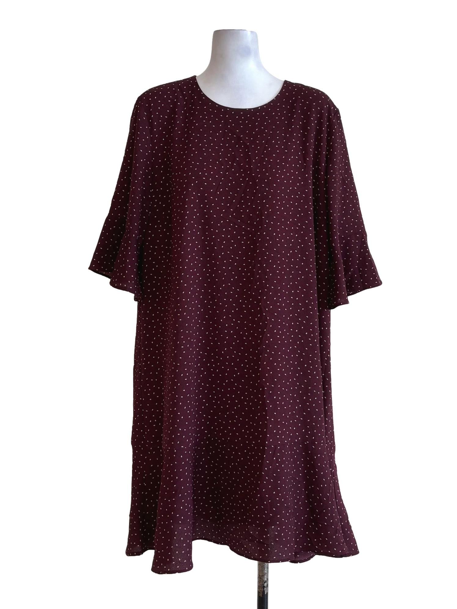 Vermillion Red Dotted Straight Dress