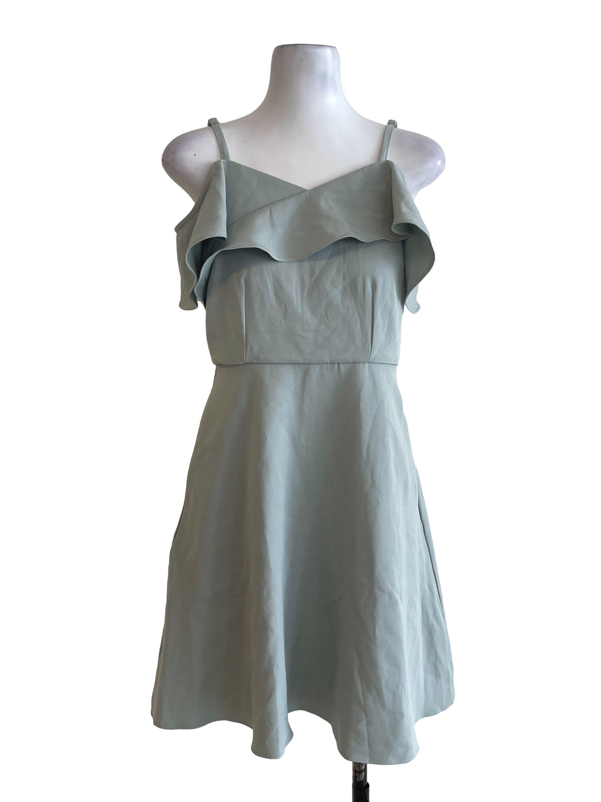 Pastel Mint Green Off Shoulder Dress