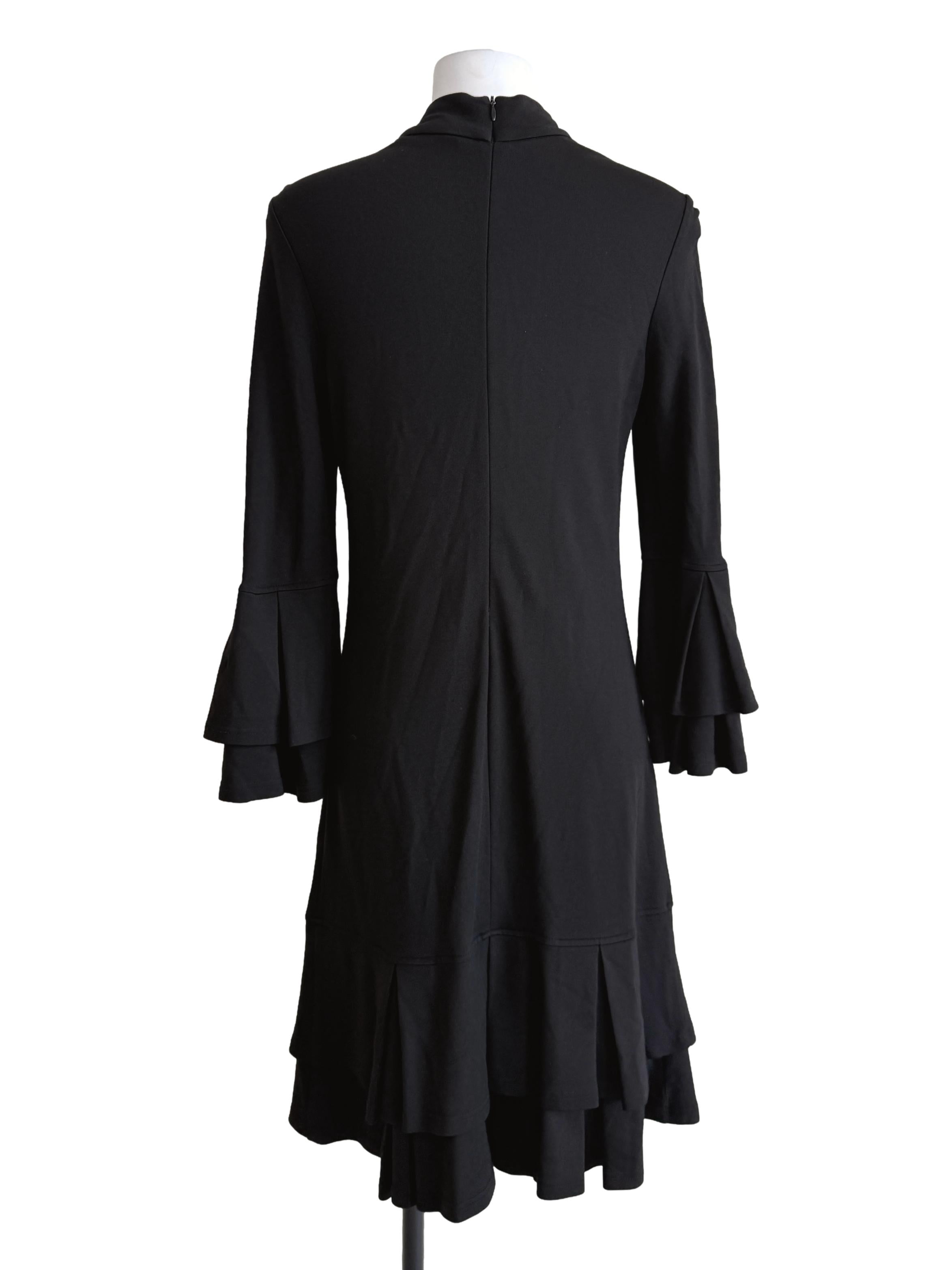 Black Long Sleeves Drop Waist Dress