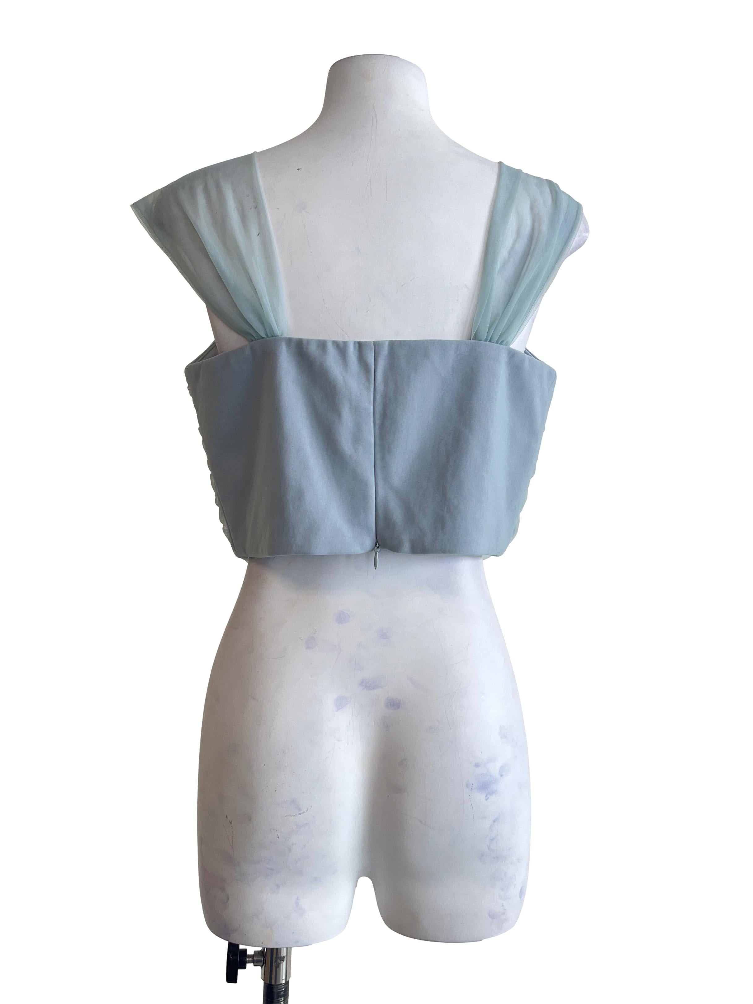 Sky Blue Queen Anne Sleeve Top