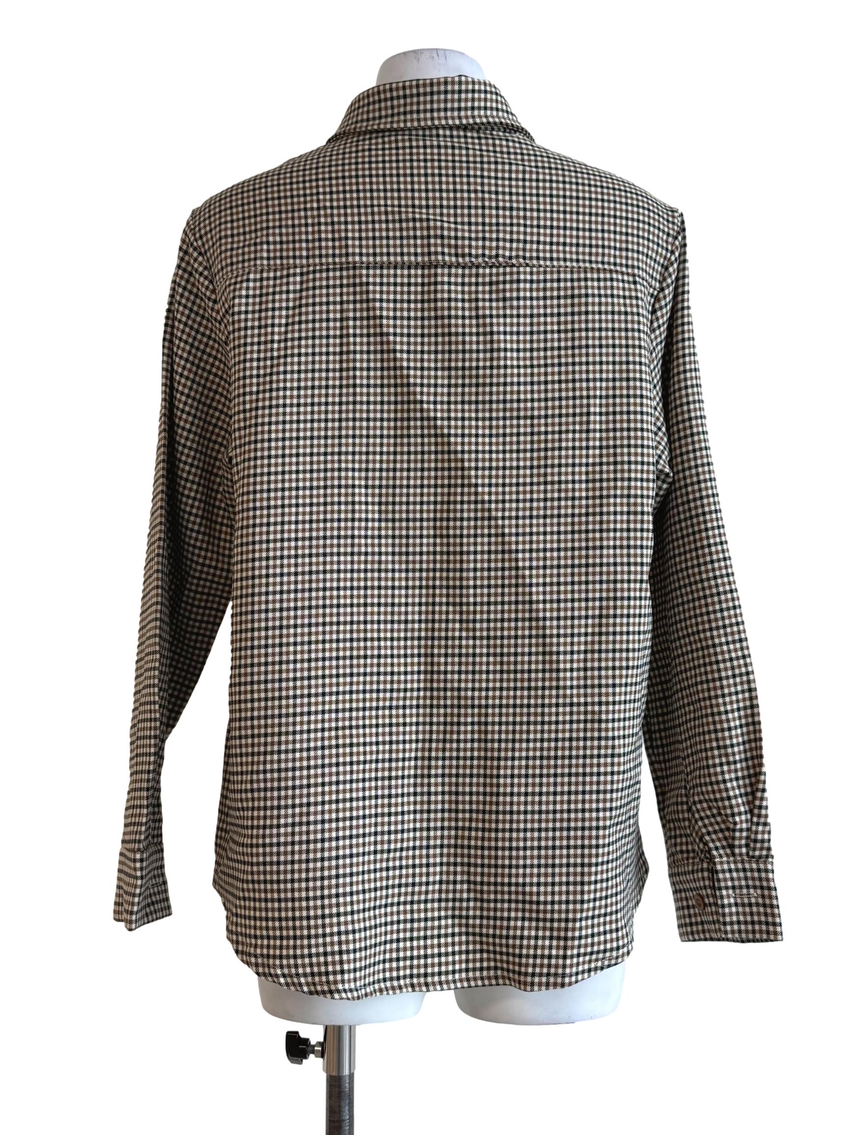 Brown Gingham Long Sleeve Blouse