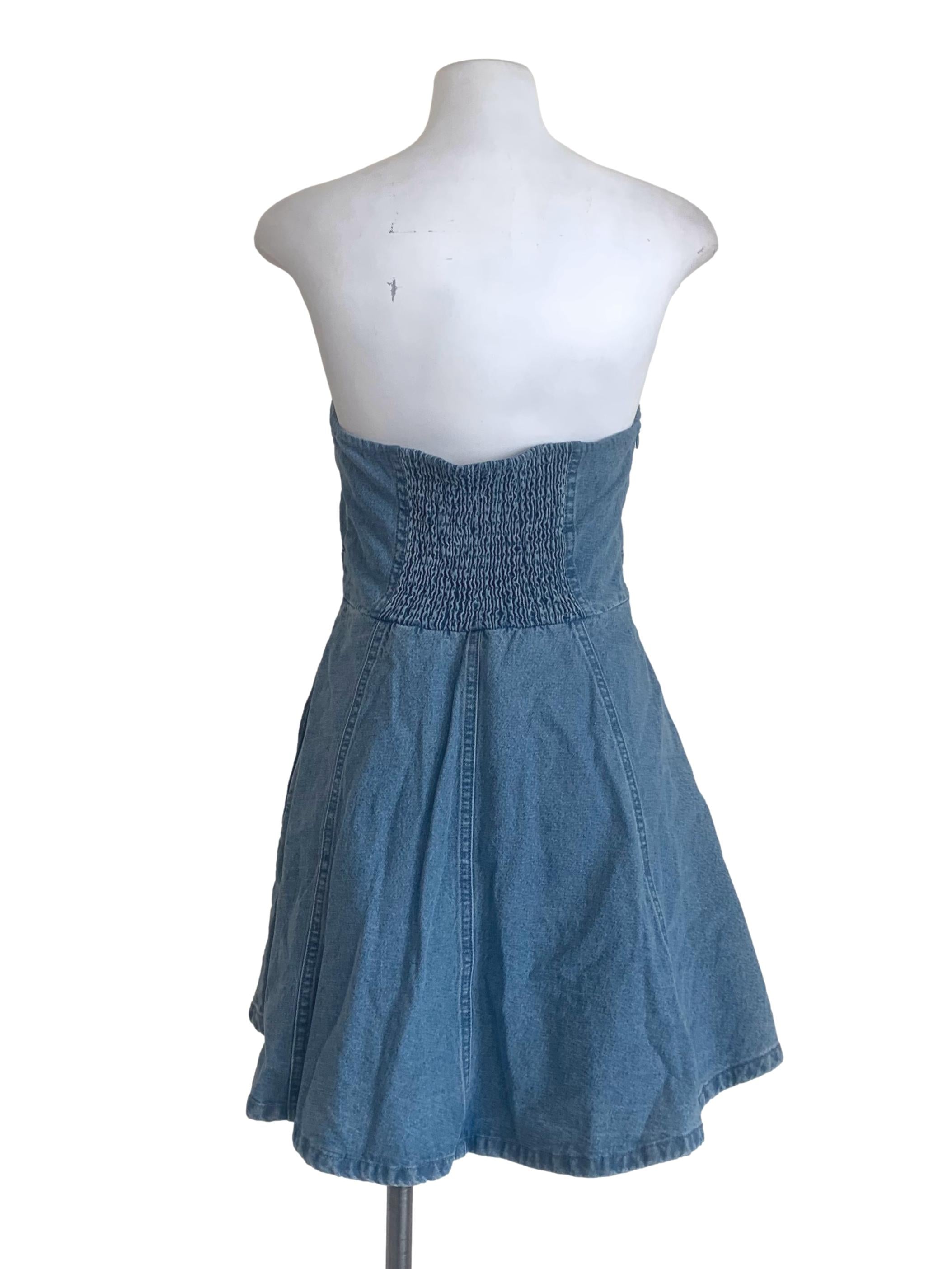 Stone Blue Strapless Denim Dress