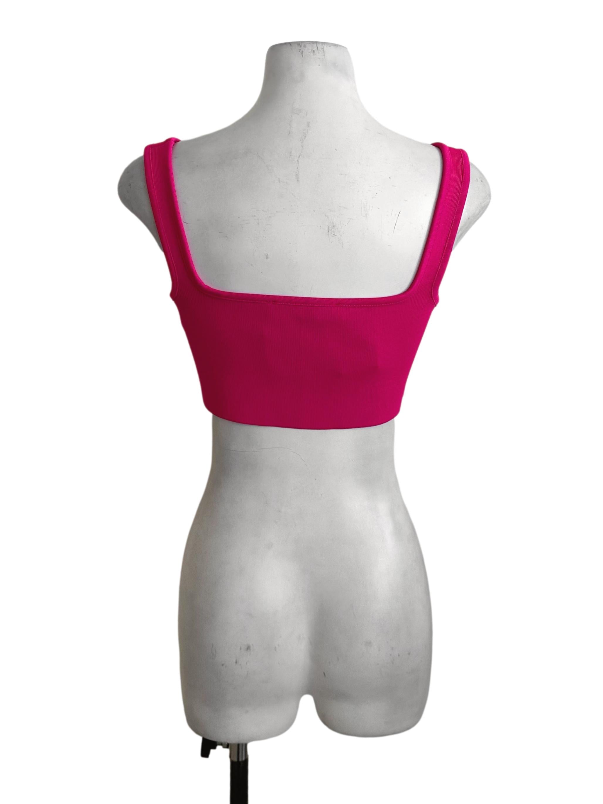 Fushia Pink Square Neck Crop Top