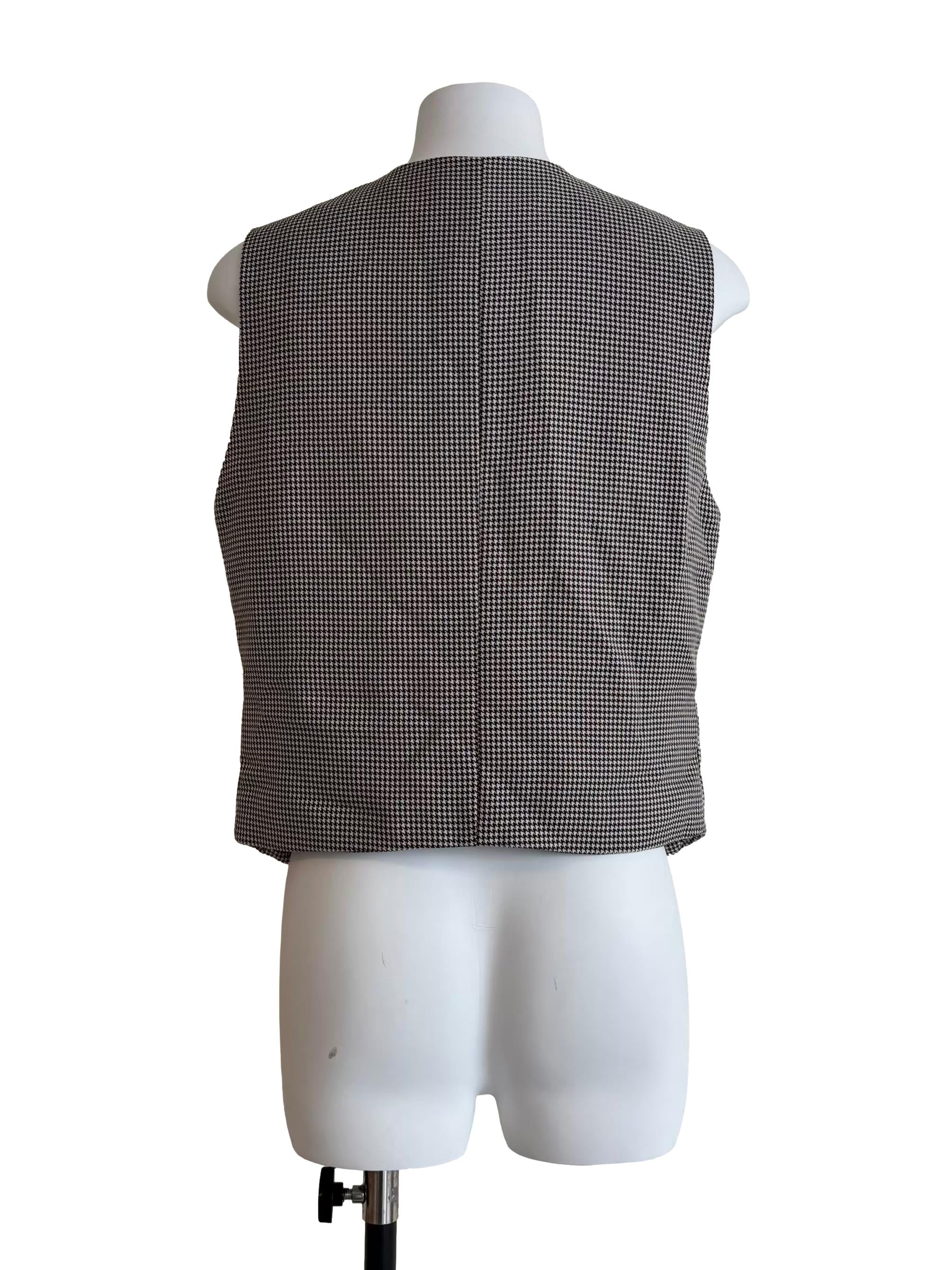 Buff Brown Houndstooth Vest Top