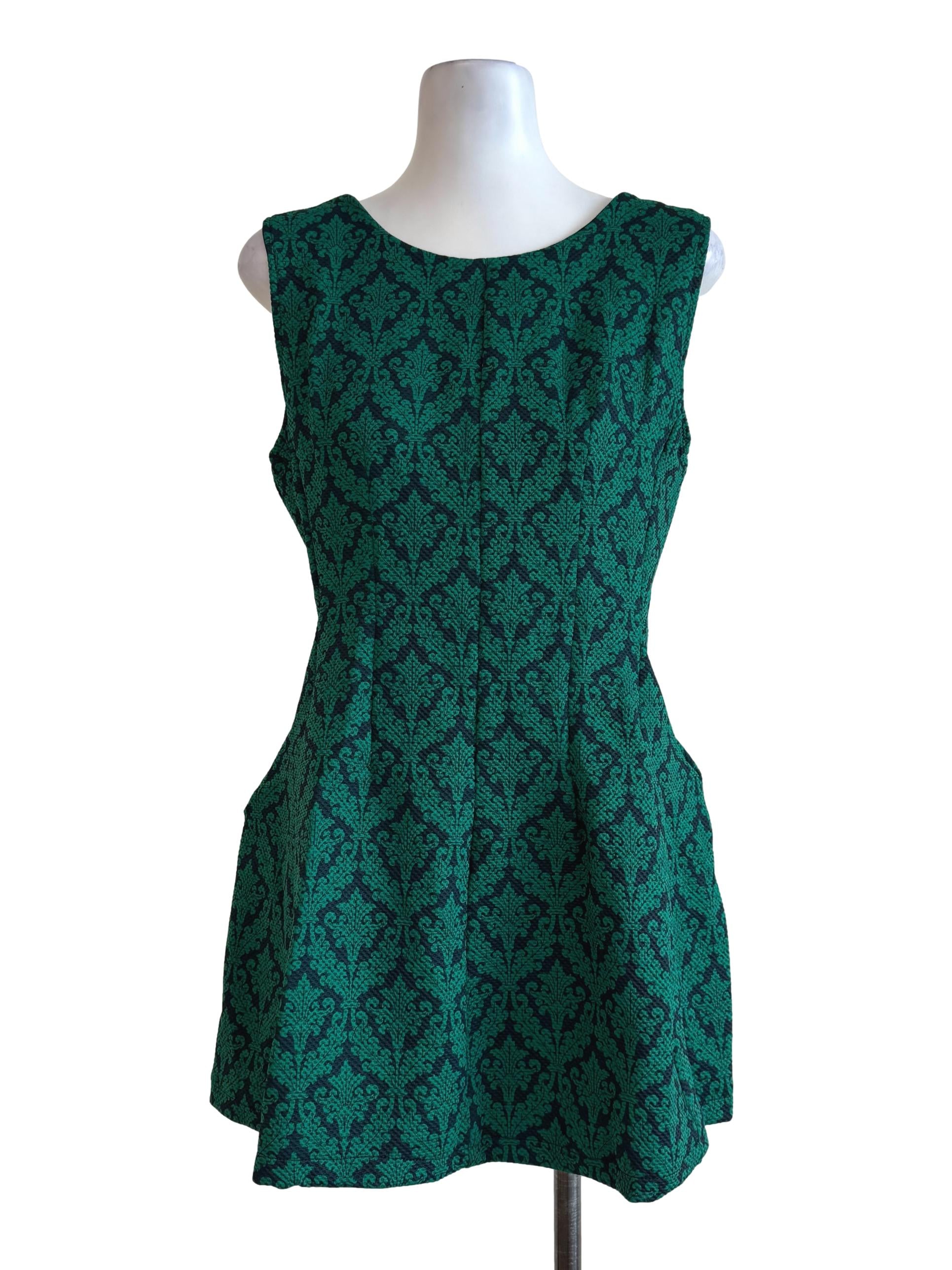 Bottle Green Prints Empire Dress