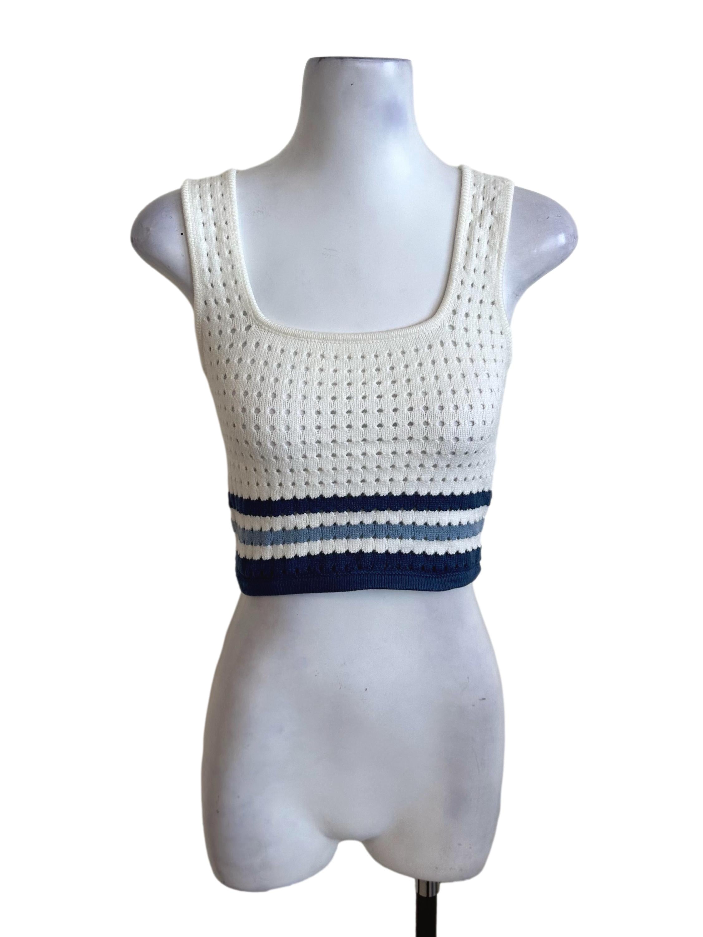 Off White Knit Square Neck Top