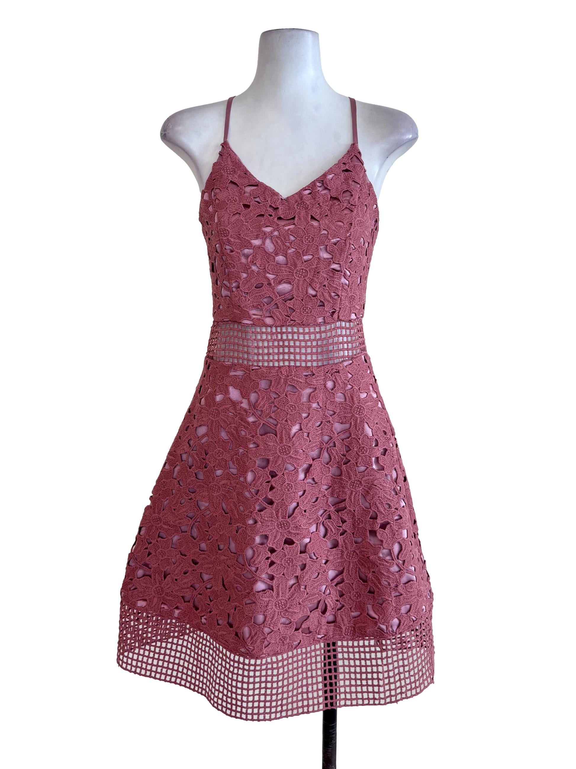 Blush Red Floral Laced Dress