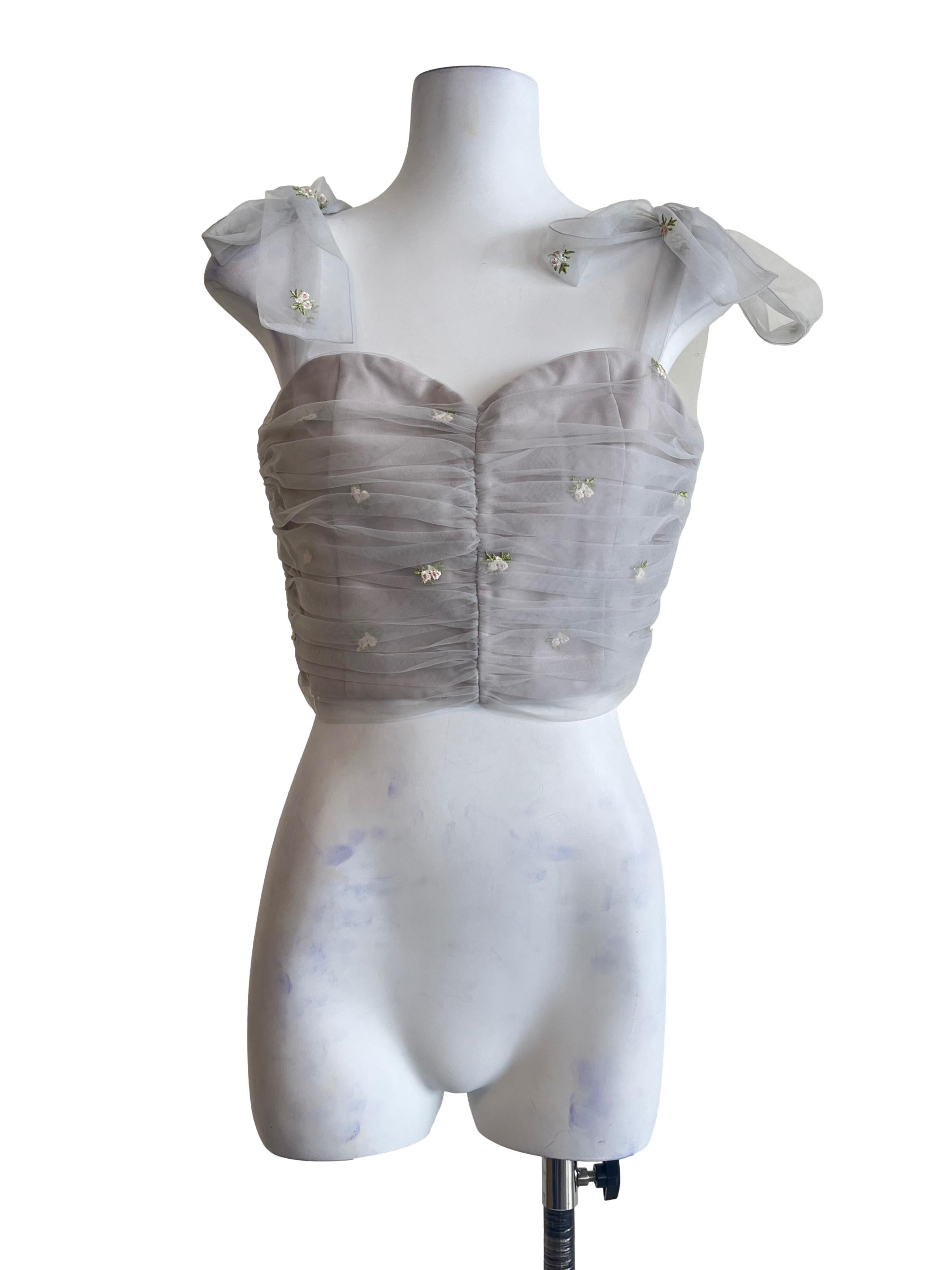 Cloud Silver Sweetheart Sleeveless Top