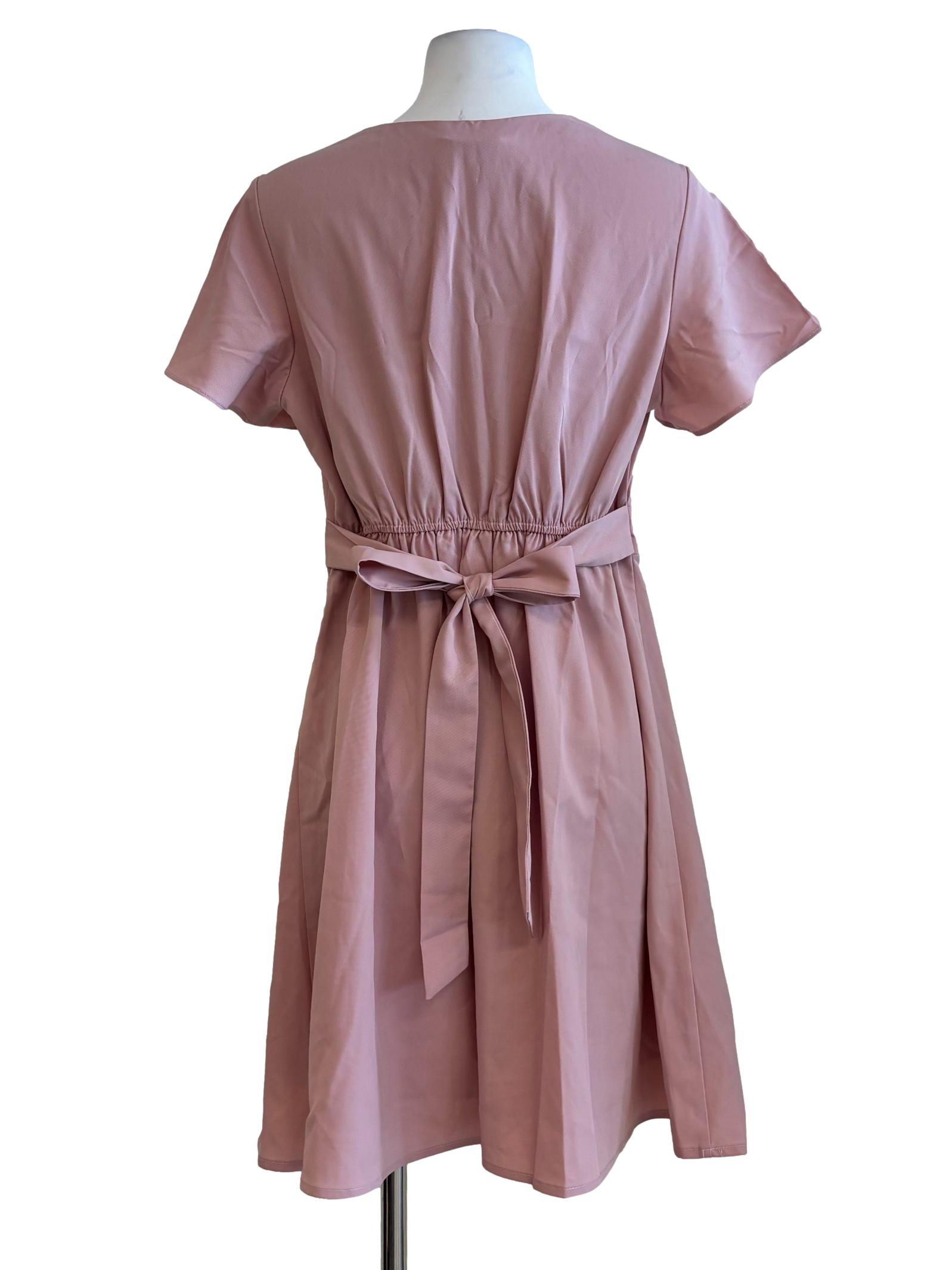Melon Pink Short Sleeve A-Line Dress