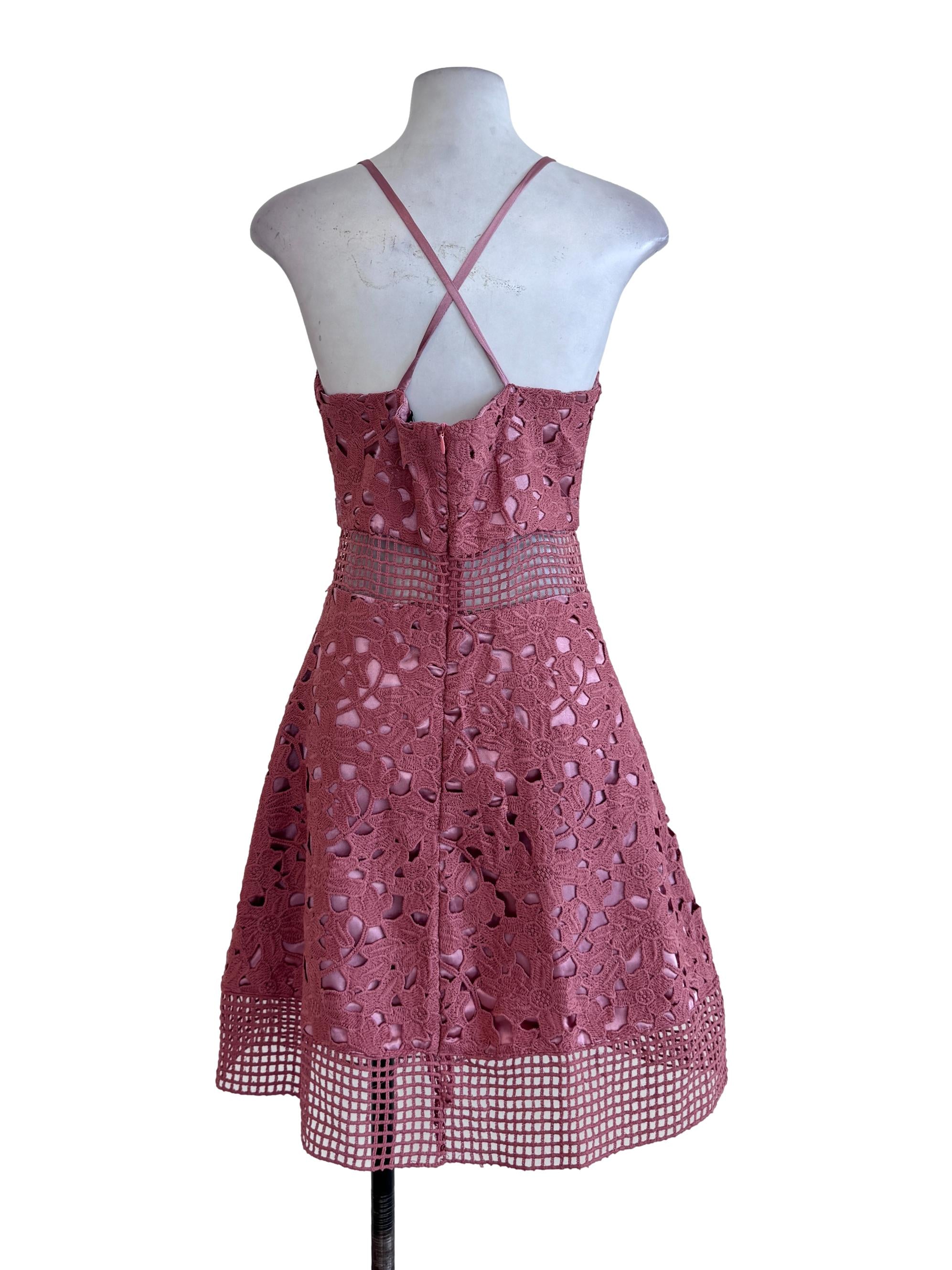 Blush Red Floral Laced Dress