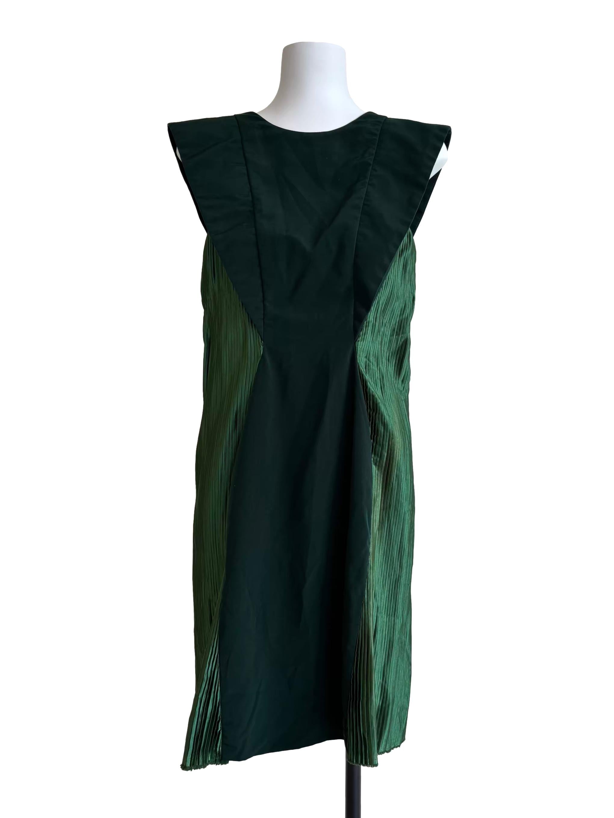 Emerald Green Side Pleated Dress