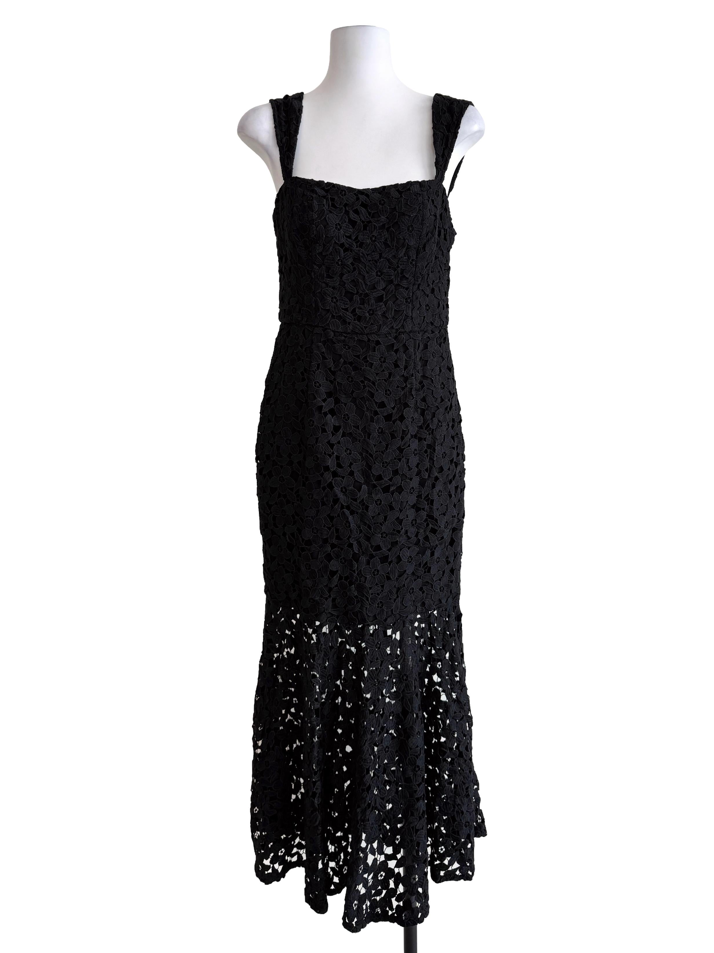 Black Lace Drop Waist Dress