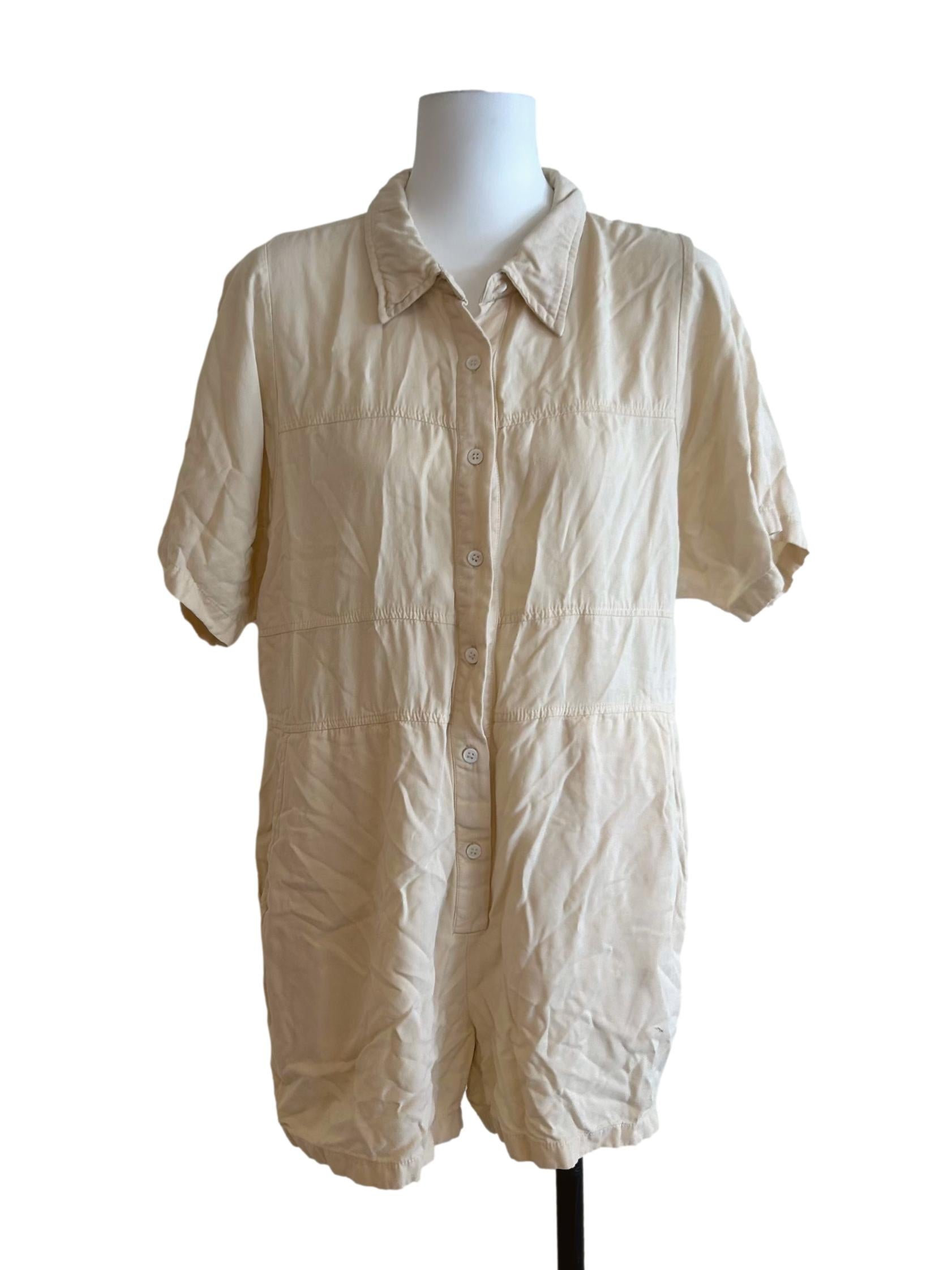 Cream Button Up Romper