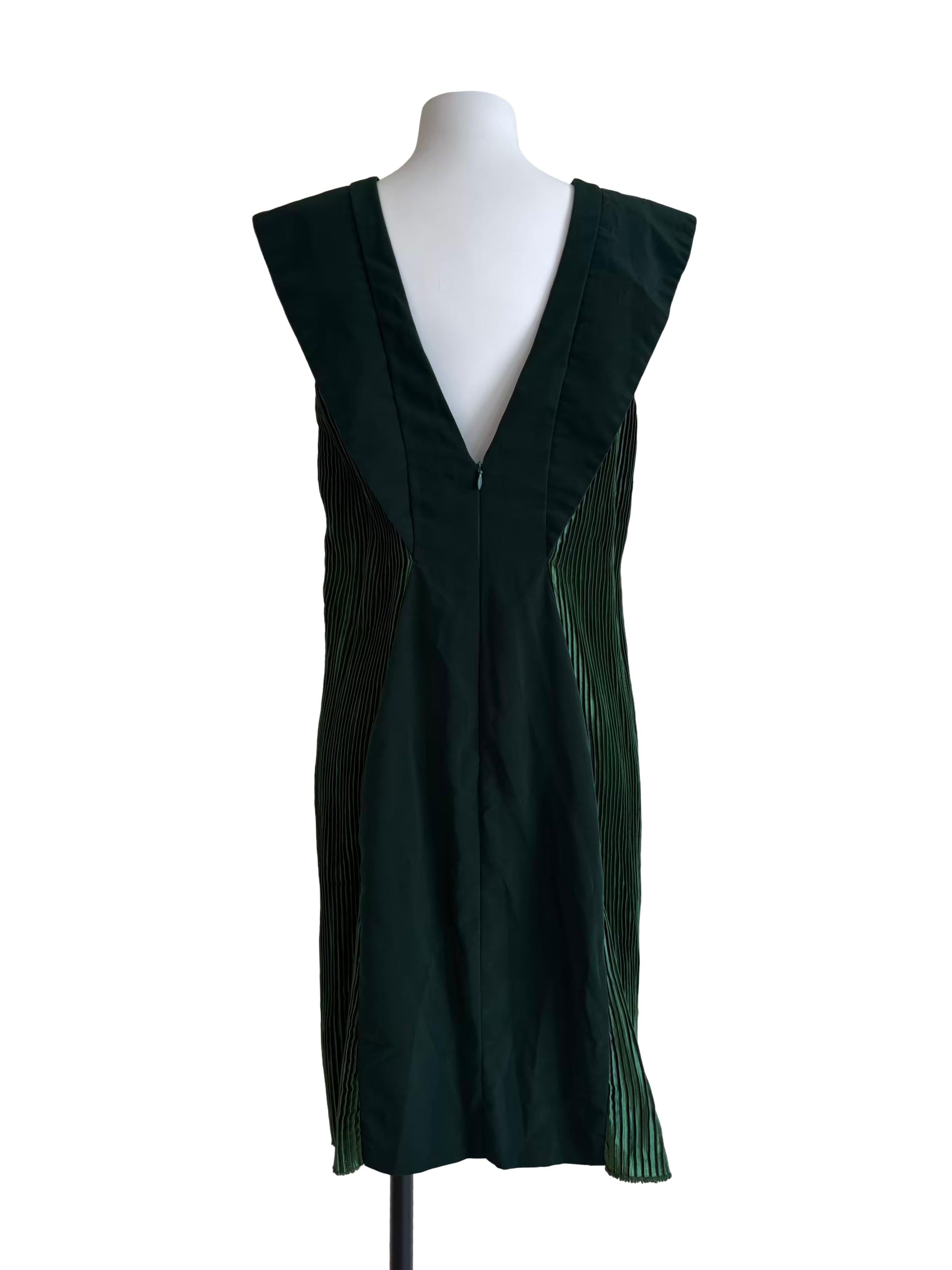 Emerald Green Side Pleated Dress