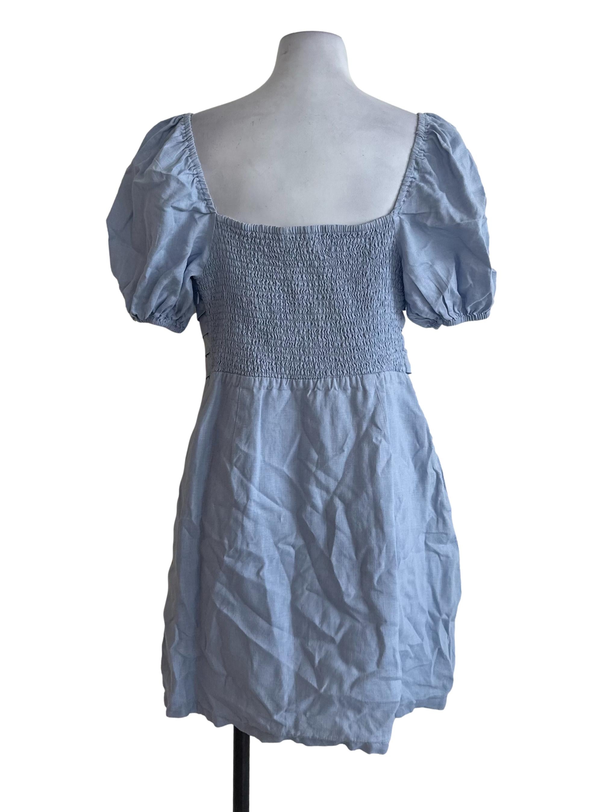 Violet Blue Pleated Square Neck Dress