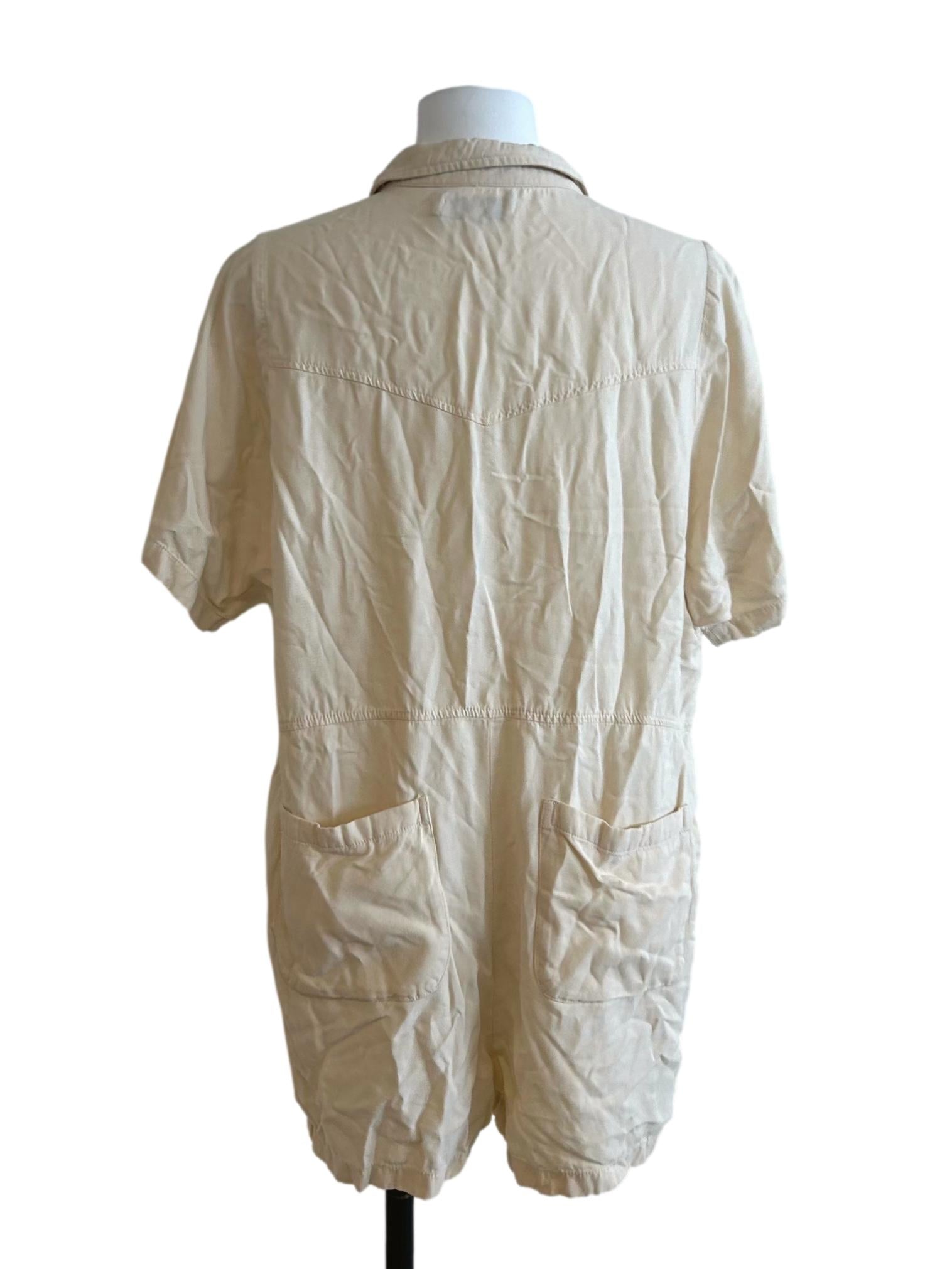 Cream Button Up Romper