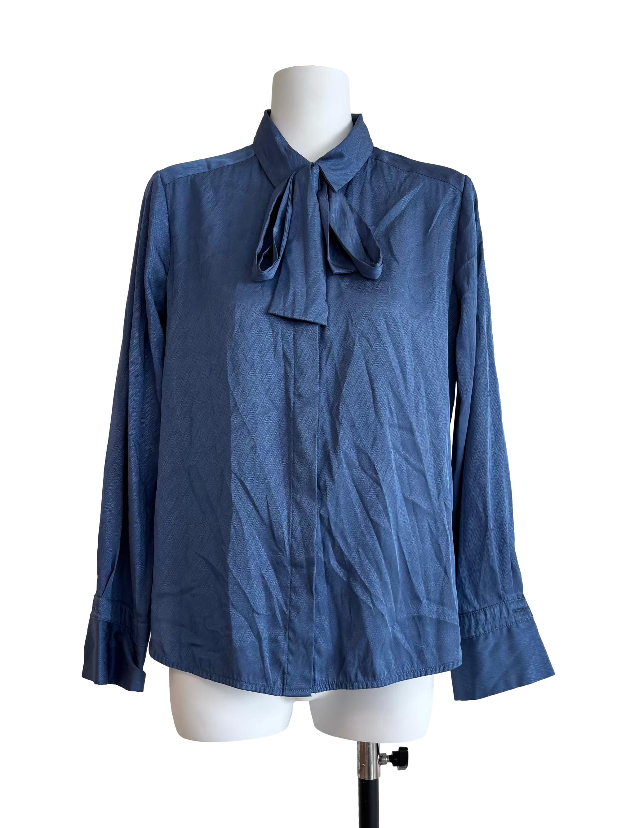 Cerulean Blue Silk-Feel Shirt