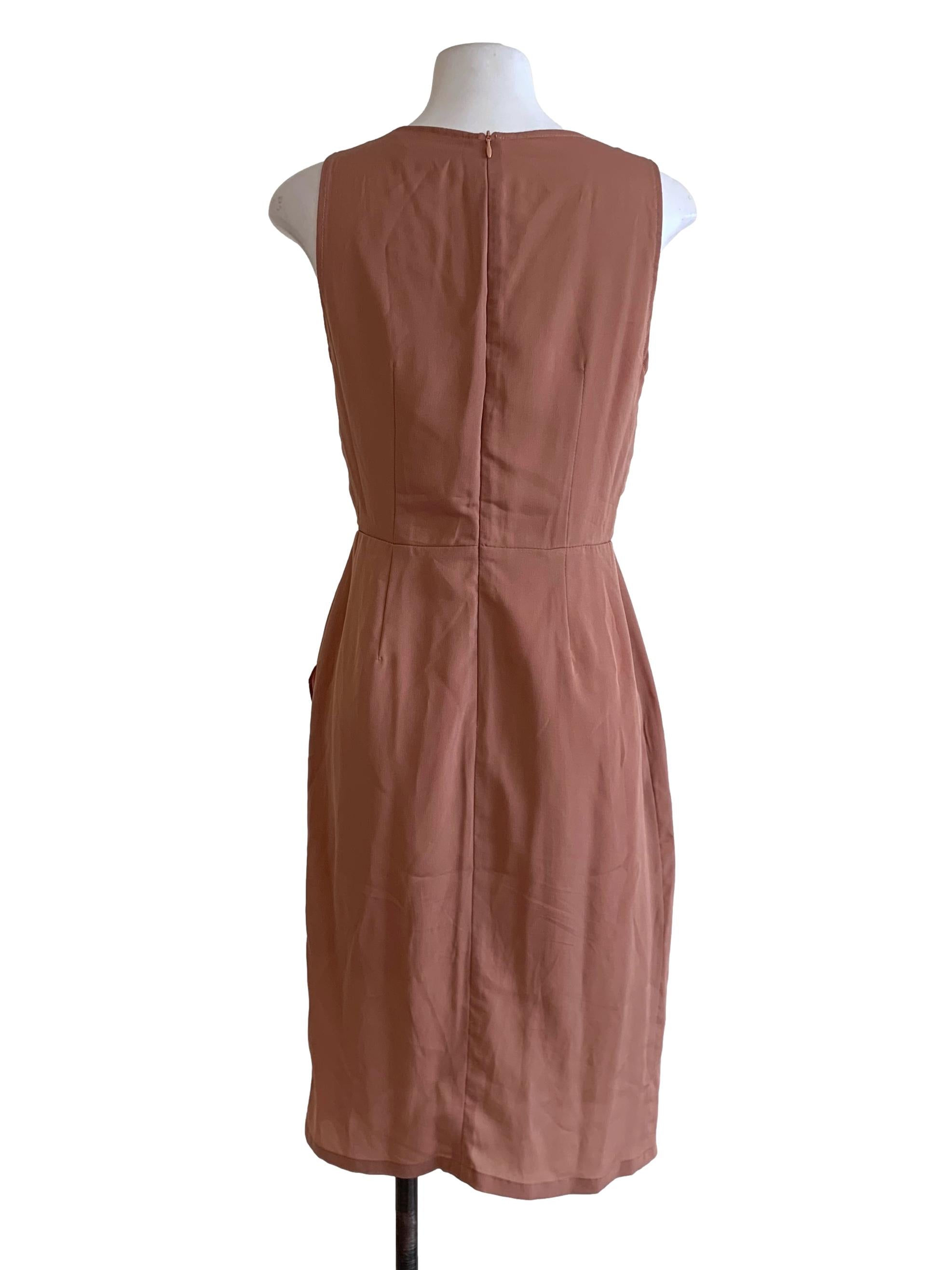 Peach V Neck Overlap Dress