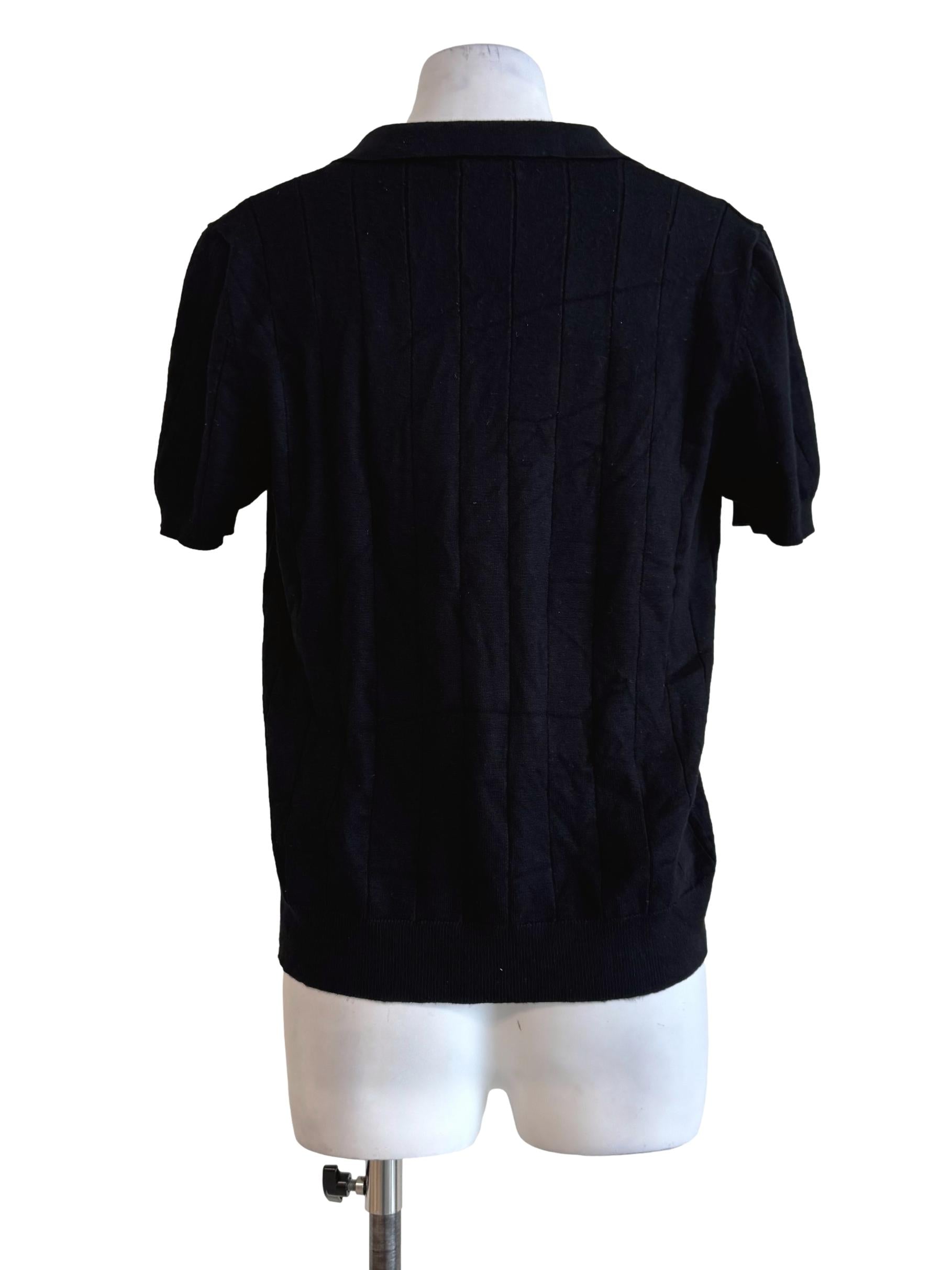 Midnight Black Knitted Short Sleeve Shirt