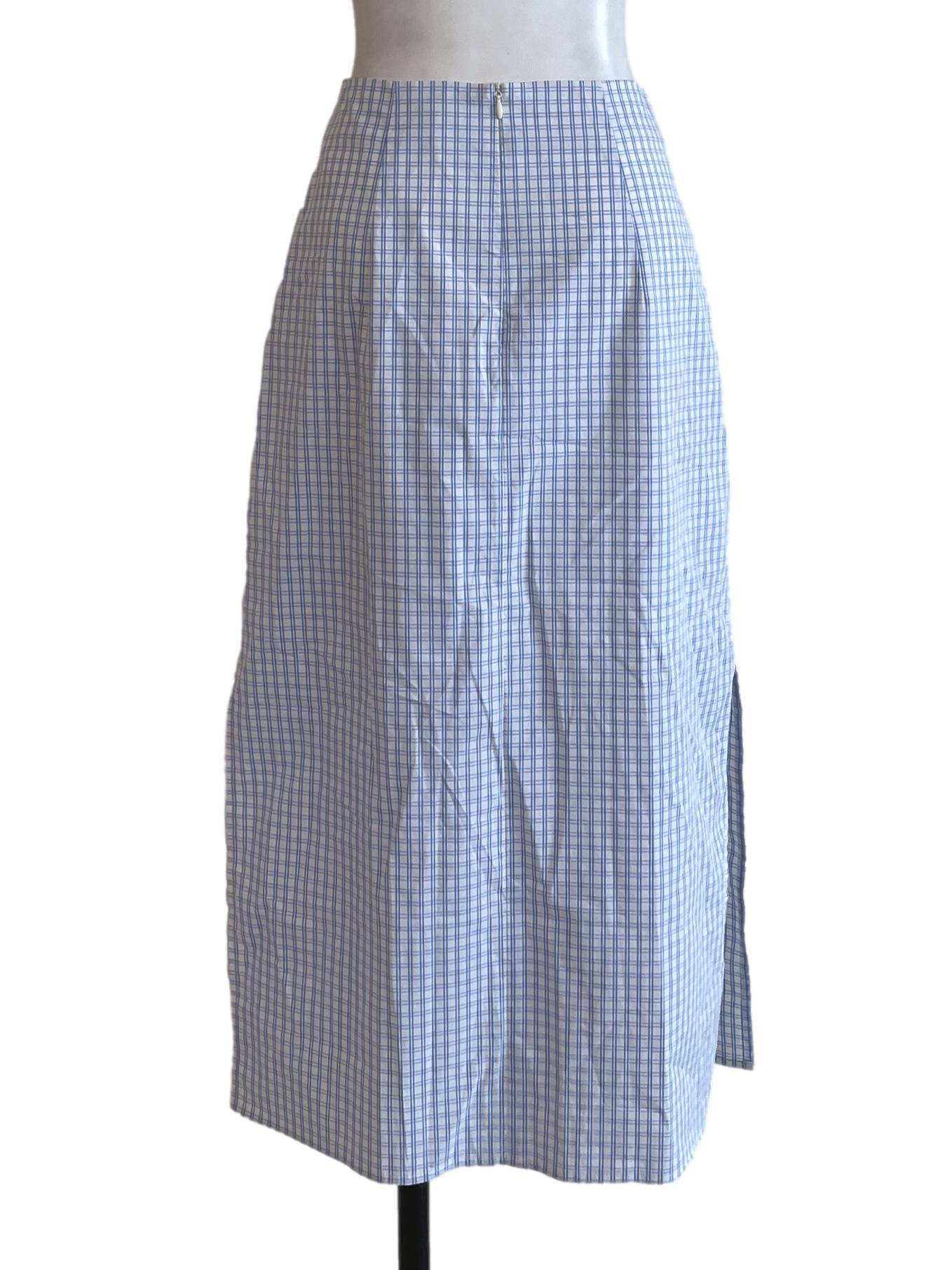 Blue Checked A Line Skirt TCL