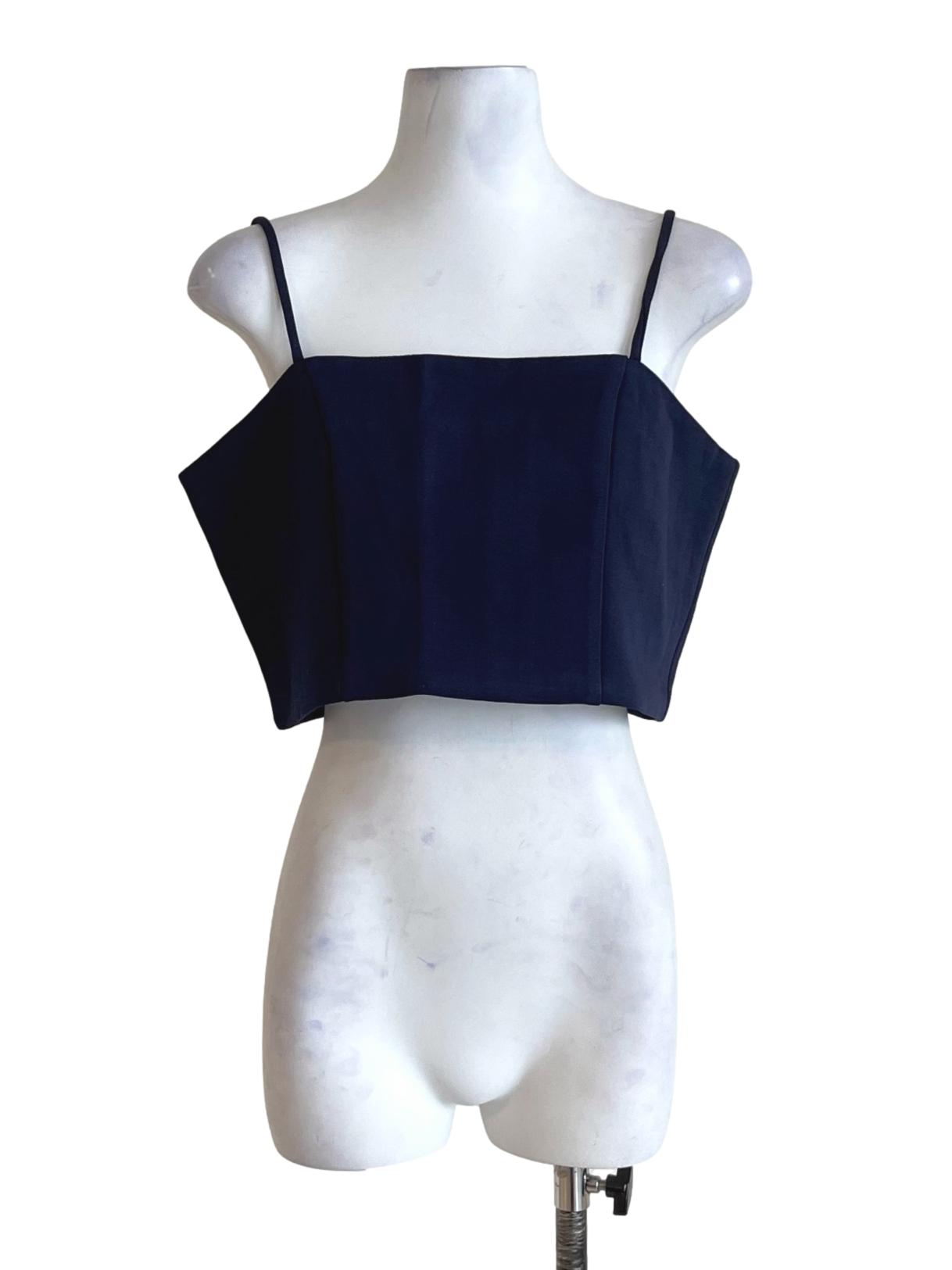 Navy Blue Sandro Basic Crop Top