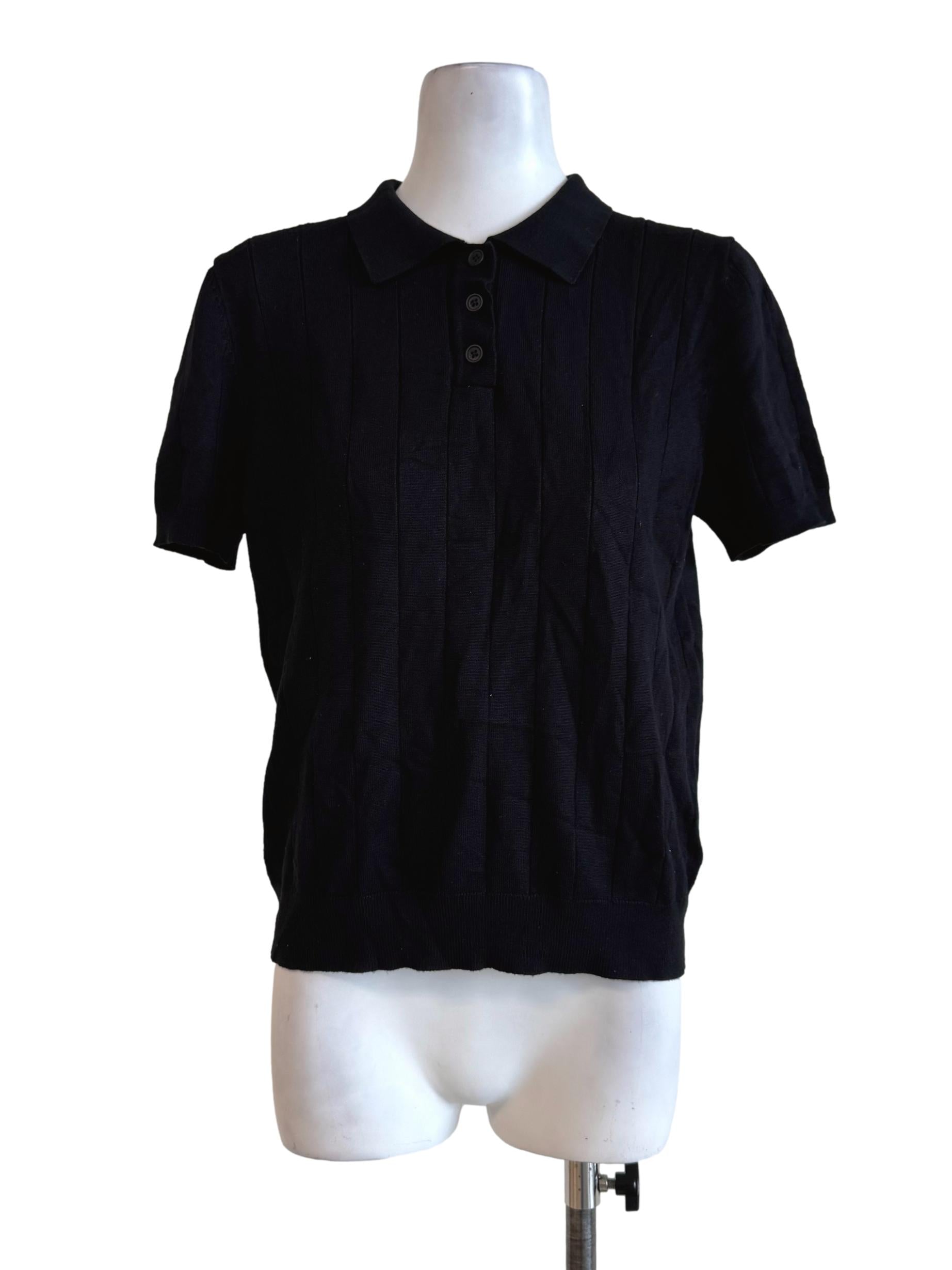 Midnight Black Knitted Short Sleeve Shirt