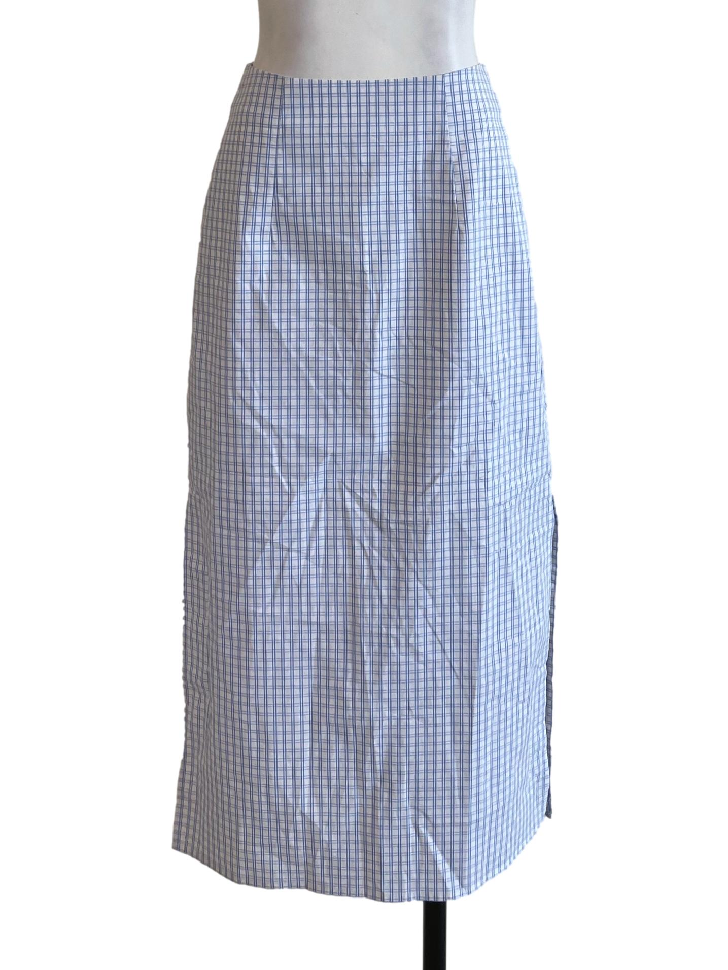Blue Checked A Line Skirt TCL