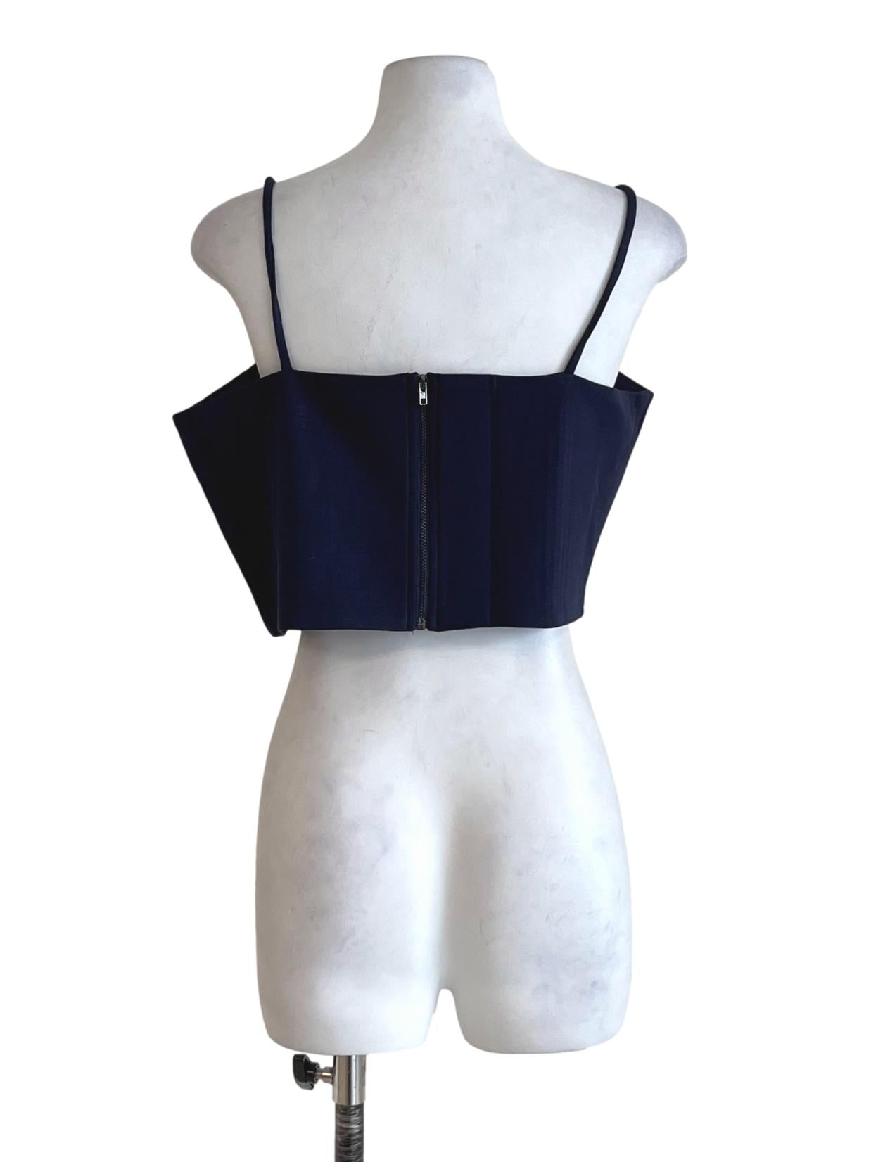 Navy Blue Sandro Basic Crop Top