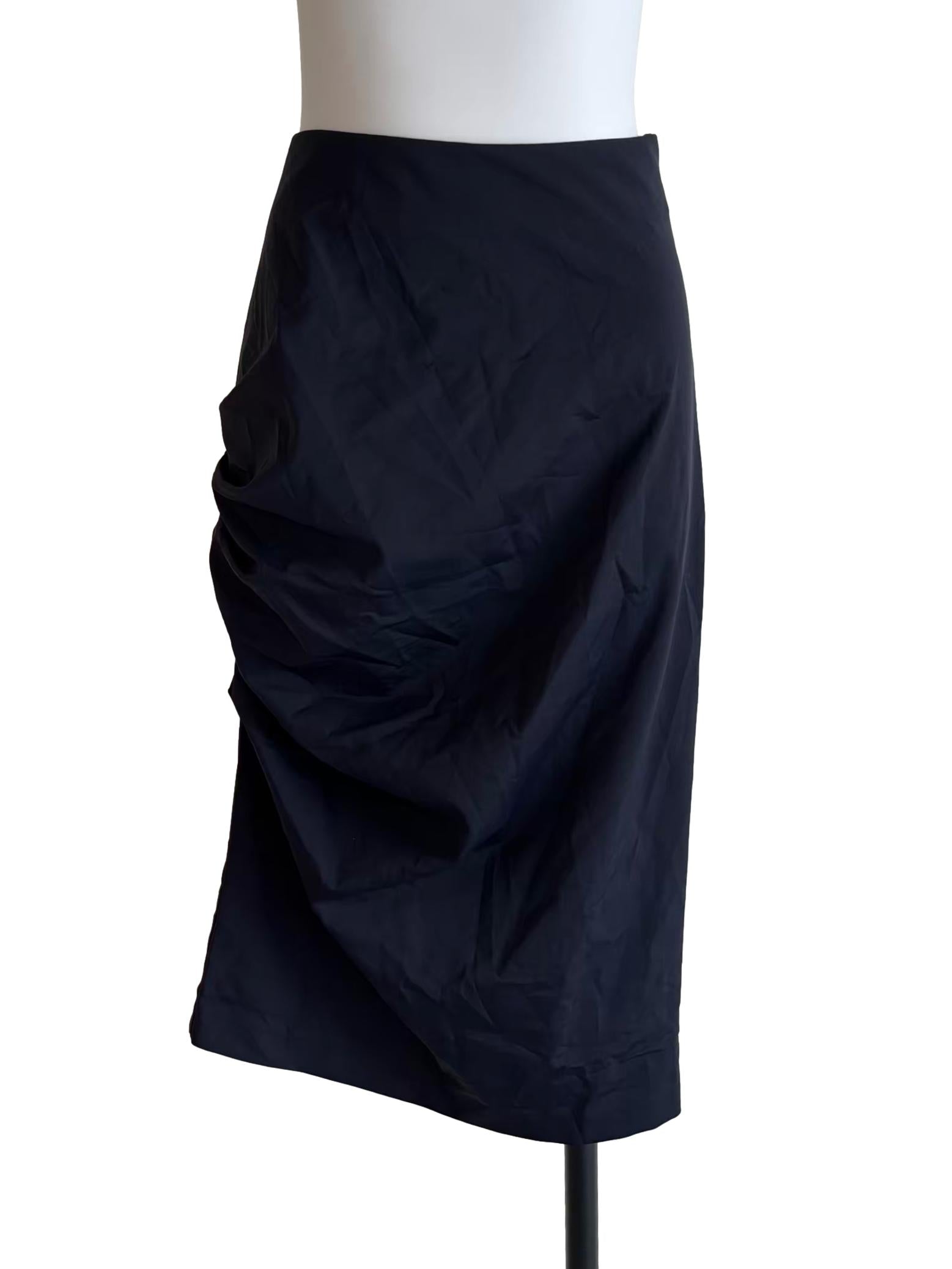 Parisian Black Ruched Pencil Skirt